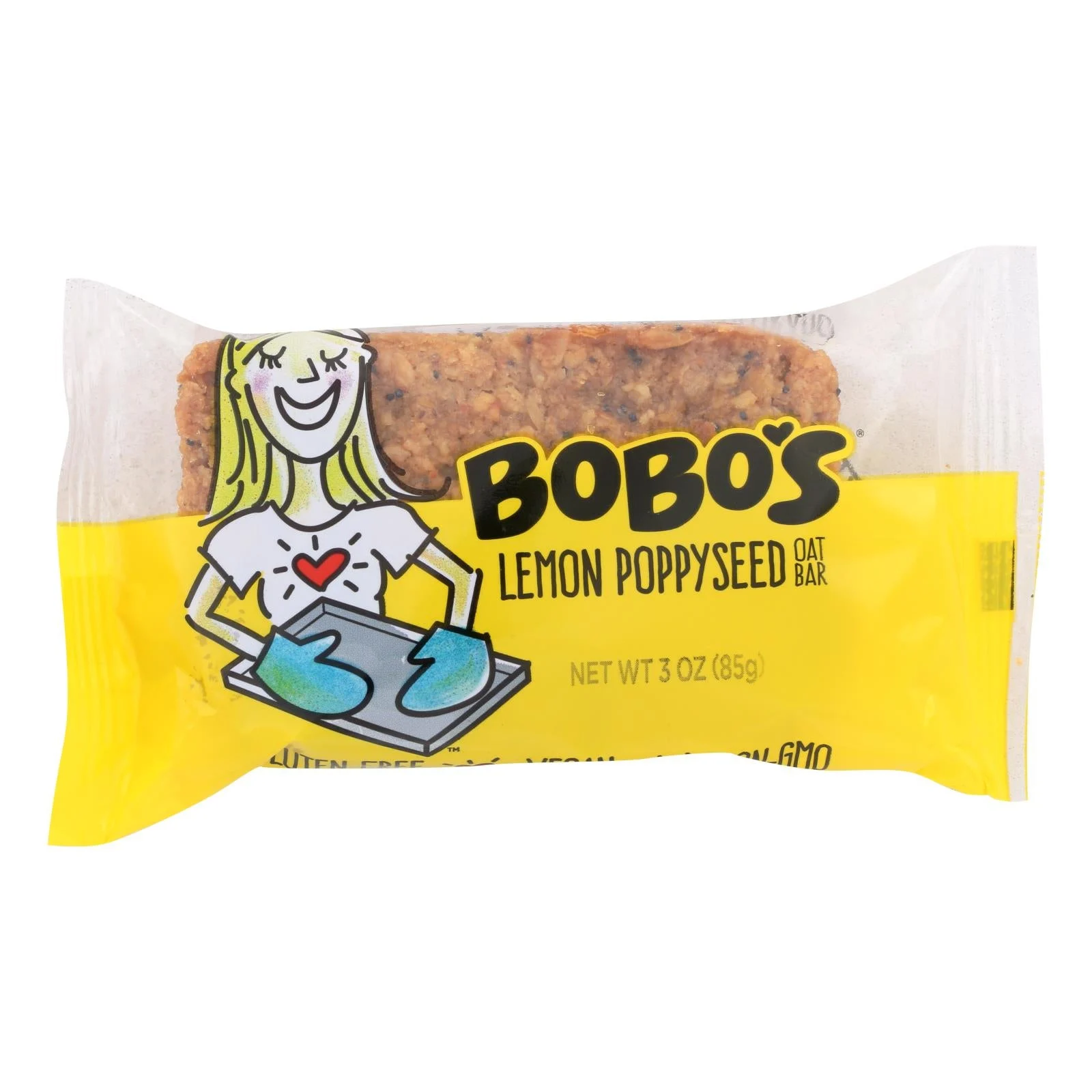 Bobo's Oat Bars - All Natural - Gluten Free - Lemon Poppyseed - 3 Ounce Bars - Case of 12