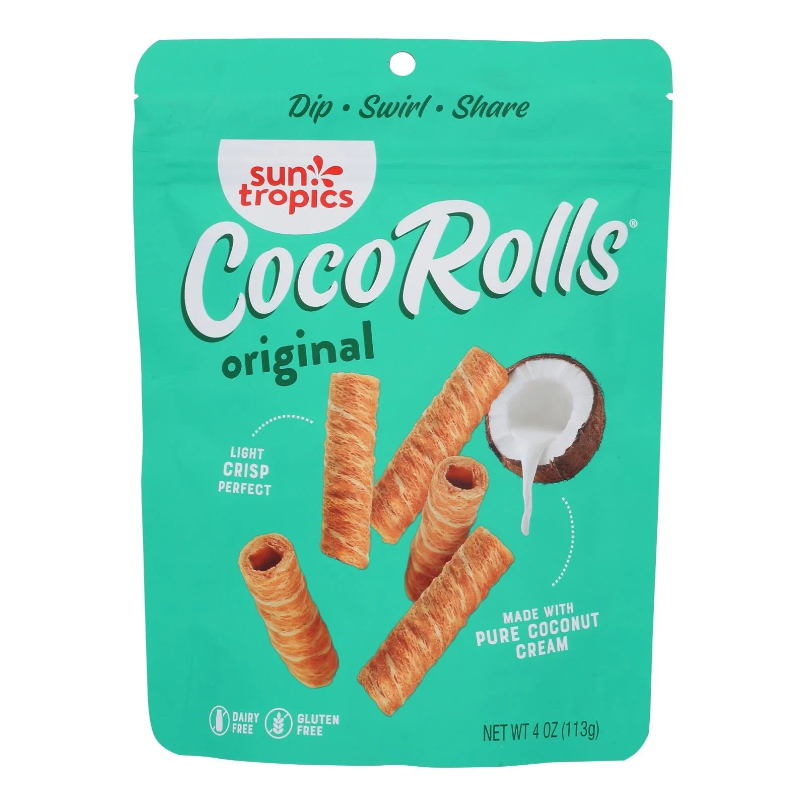 Sun Tropics Coco Rolls Original, Rolled Coconut Wafer - Case of 12 - 4 Ounce