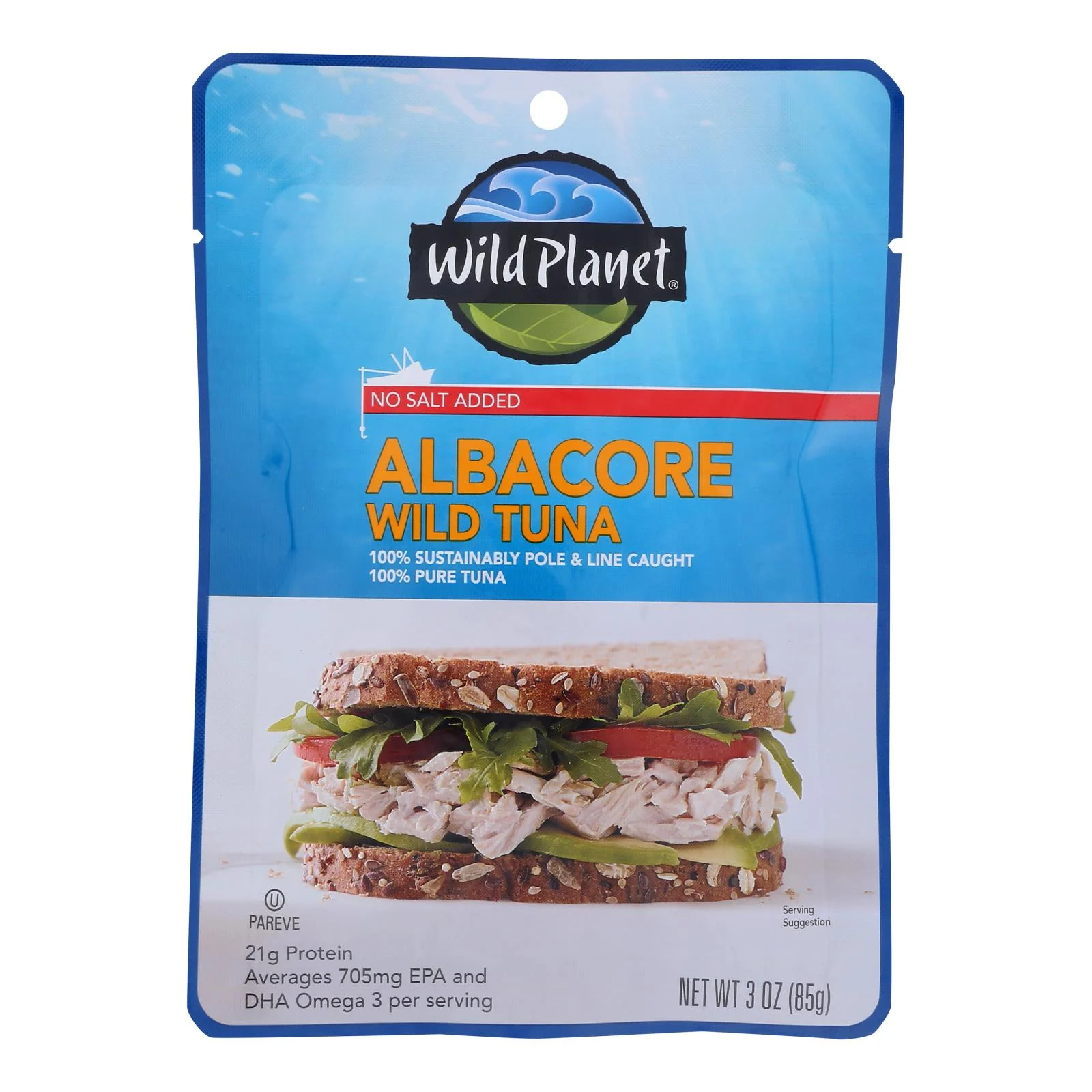 Wild Planet Wild Albacore Tuna With No Salt - Case of 24 - 3 Ounce