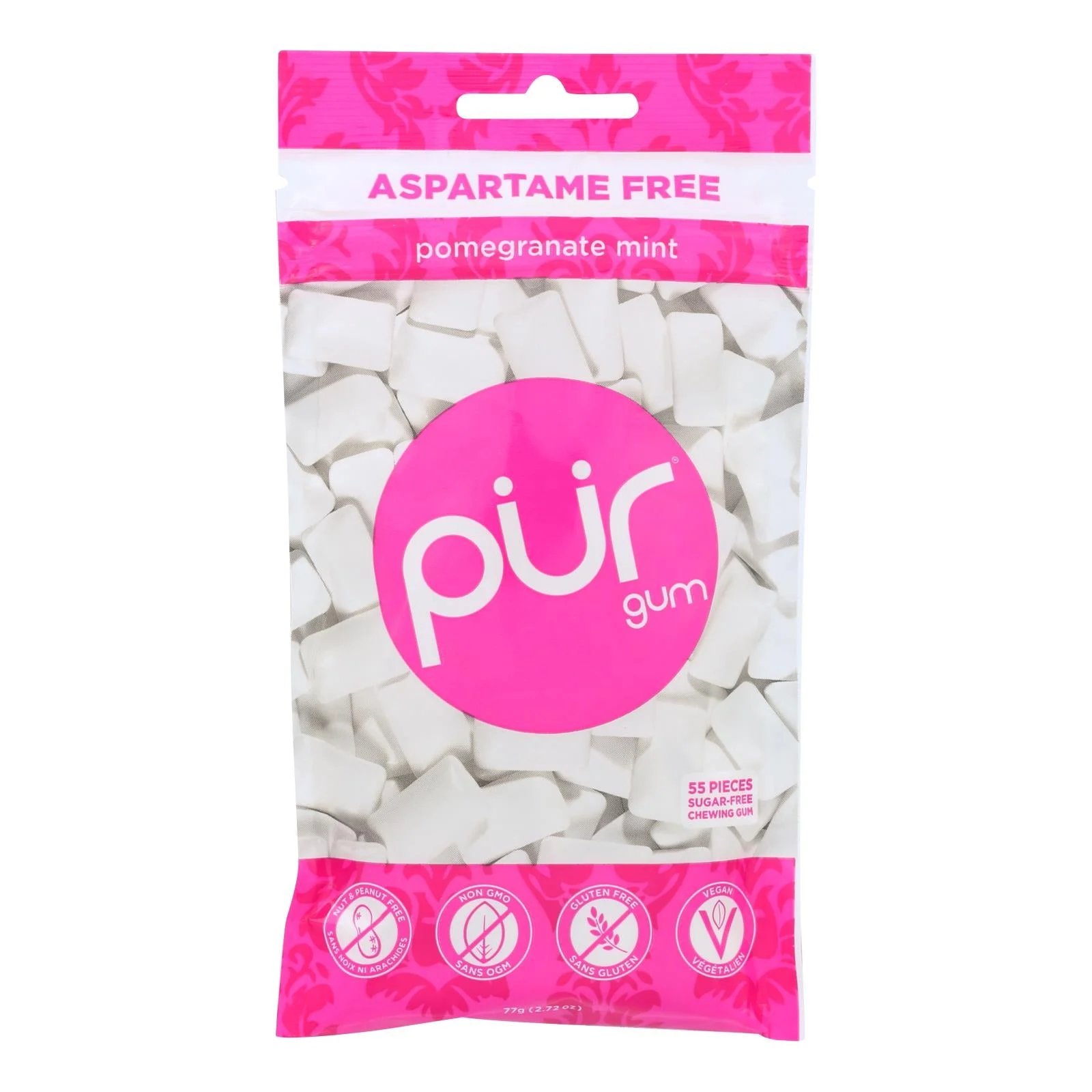 Pur Pomegranate Mint Gum - Case of 12 - 2.72 Ounce