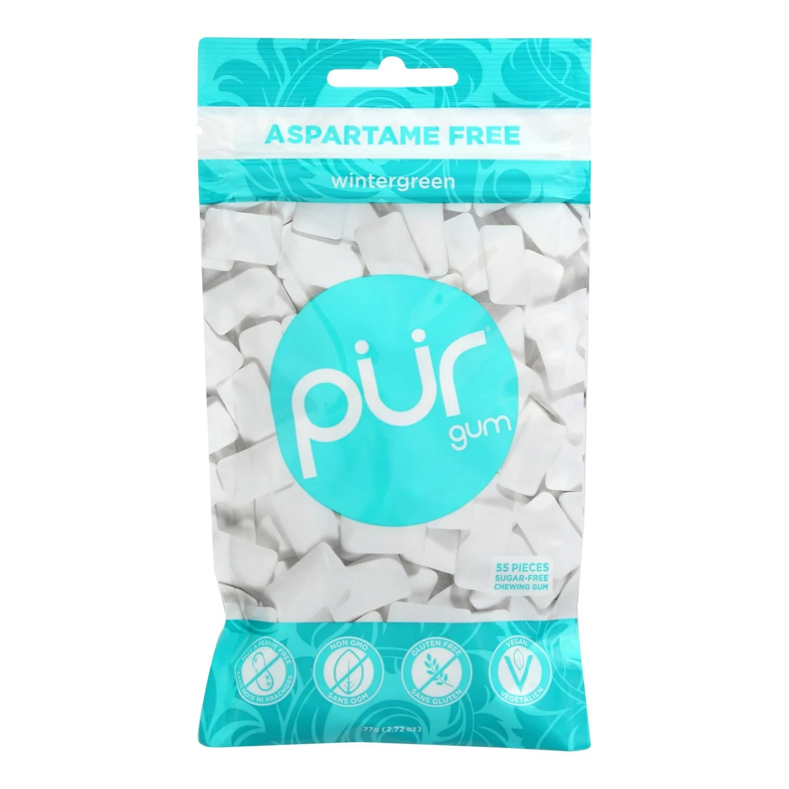 Pur Wintergreen Gum - Case of 12 - 2.72 Ounce