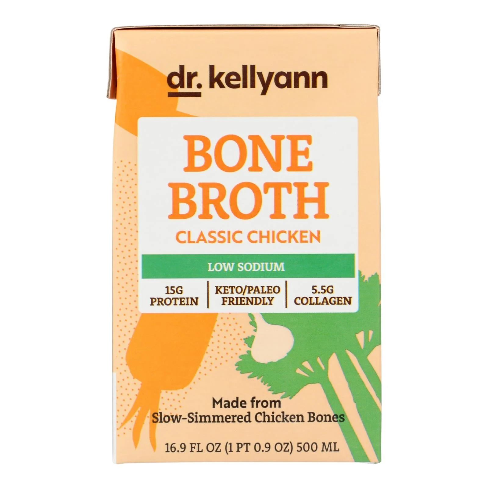 Dr. Kellyann - Bone Broth Low sodium Chicken - Case of 6-16.9 Fluid Ounce
