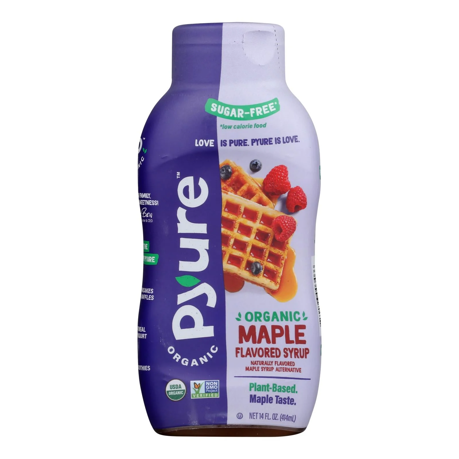 Pyure Brands Maple Flavored Sugar-Free Syrup Stevia Sweetener - Case of 6 - 14 Fluid Ounce