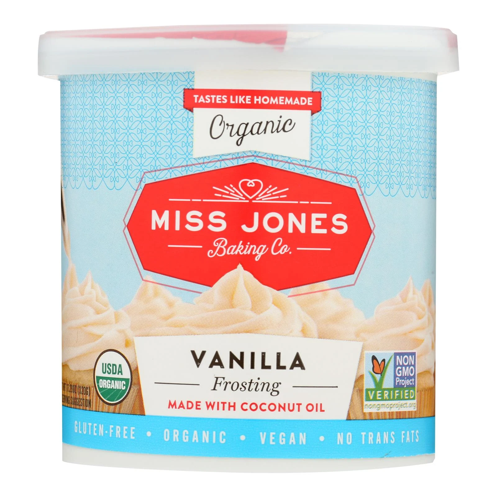 Miss Jones Baking Organic Frosting - Vanilla Buttercream - Case of 6 - 320 Gram