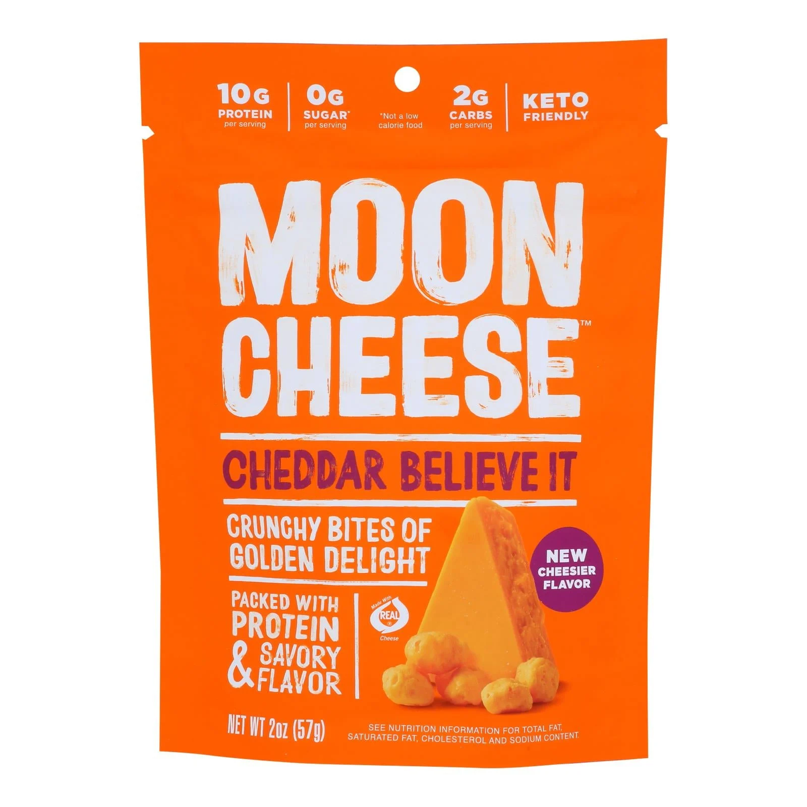 Moon Cheese's Cheddar Dehydrated Cheese Snack - Case of 12 - 2 Ounce