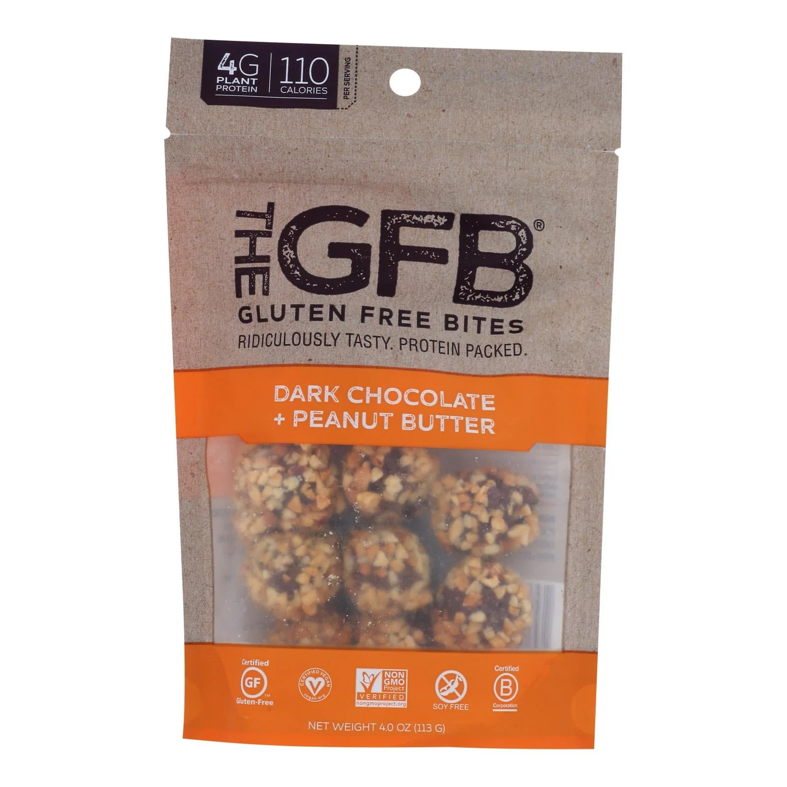 The Gfb Dark Chocolate Peanut Butter Bites - Case of 6 - 4 Ounce