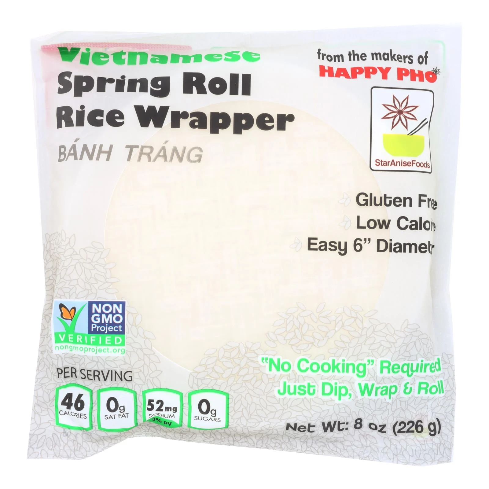 Star Anise Foods Vietnamese Spring Roll Rice Wrapper - Case of 12 - 8 Ounce