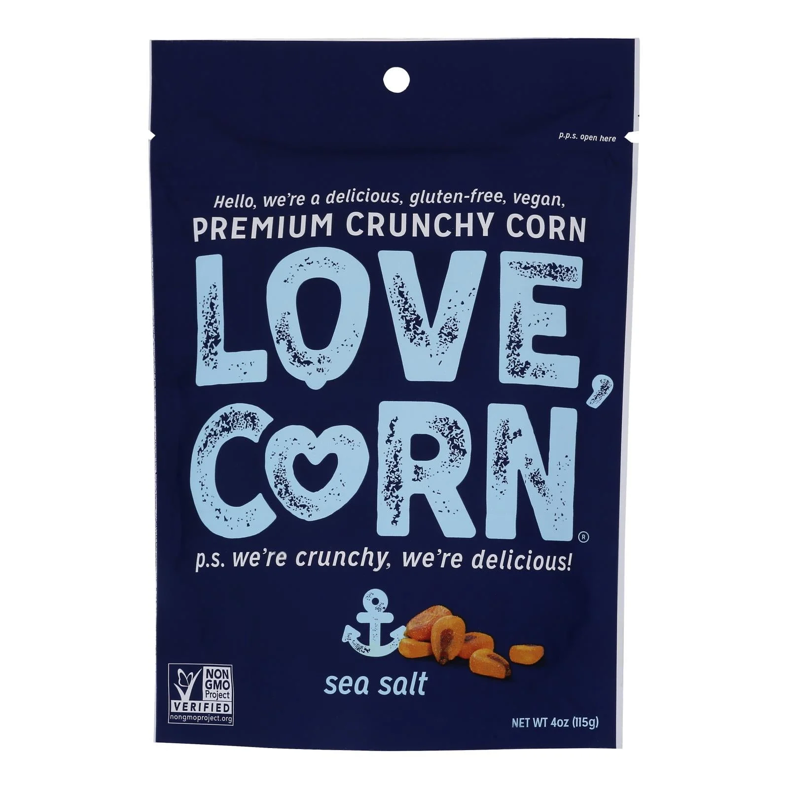 Love Cornï¾® Premium Crunchy Corn Snack - Case of 12 - 4 Ounce