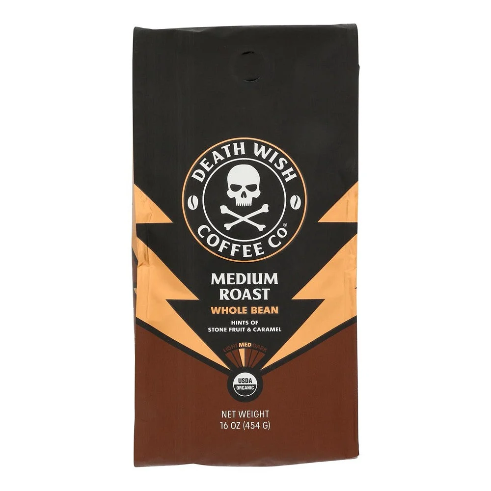 Death Wish Coffee - Coffee Medium Rst Whole Bean - Case of 6-16 OZ