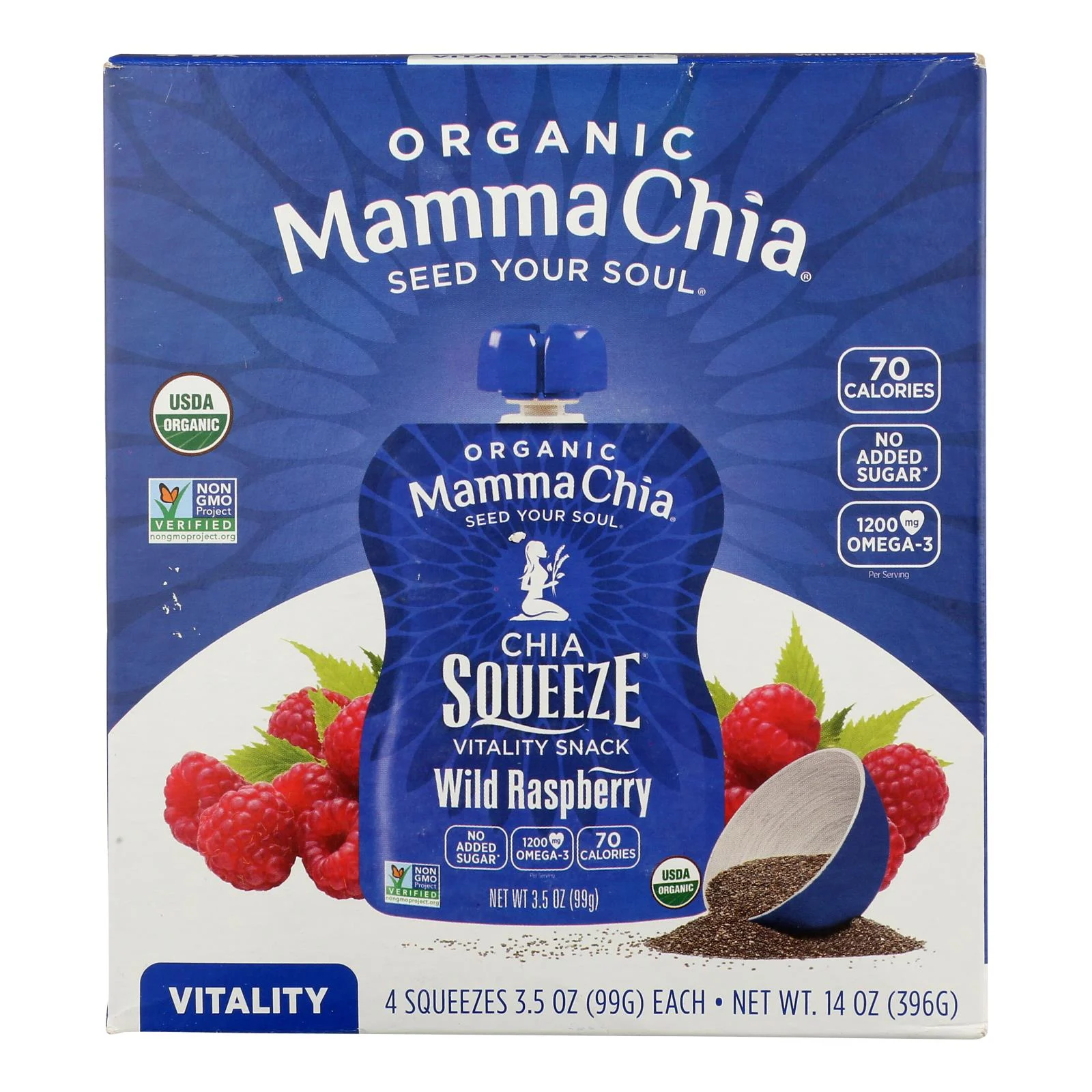 Mamma Chia Organic Chia Squeeze Vitality Snack - Case of 6 - 4/3.5 Ounce