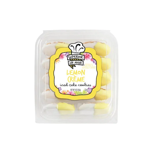 Superior On Main Lemon Creme Iced Cake Cookie 9 Ounce Size - 12 Per Case.