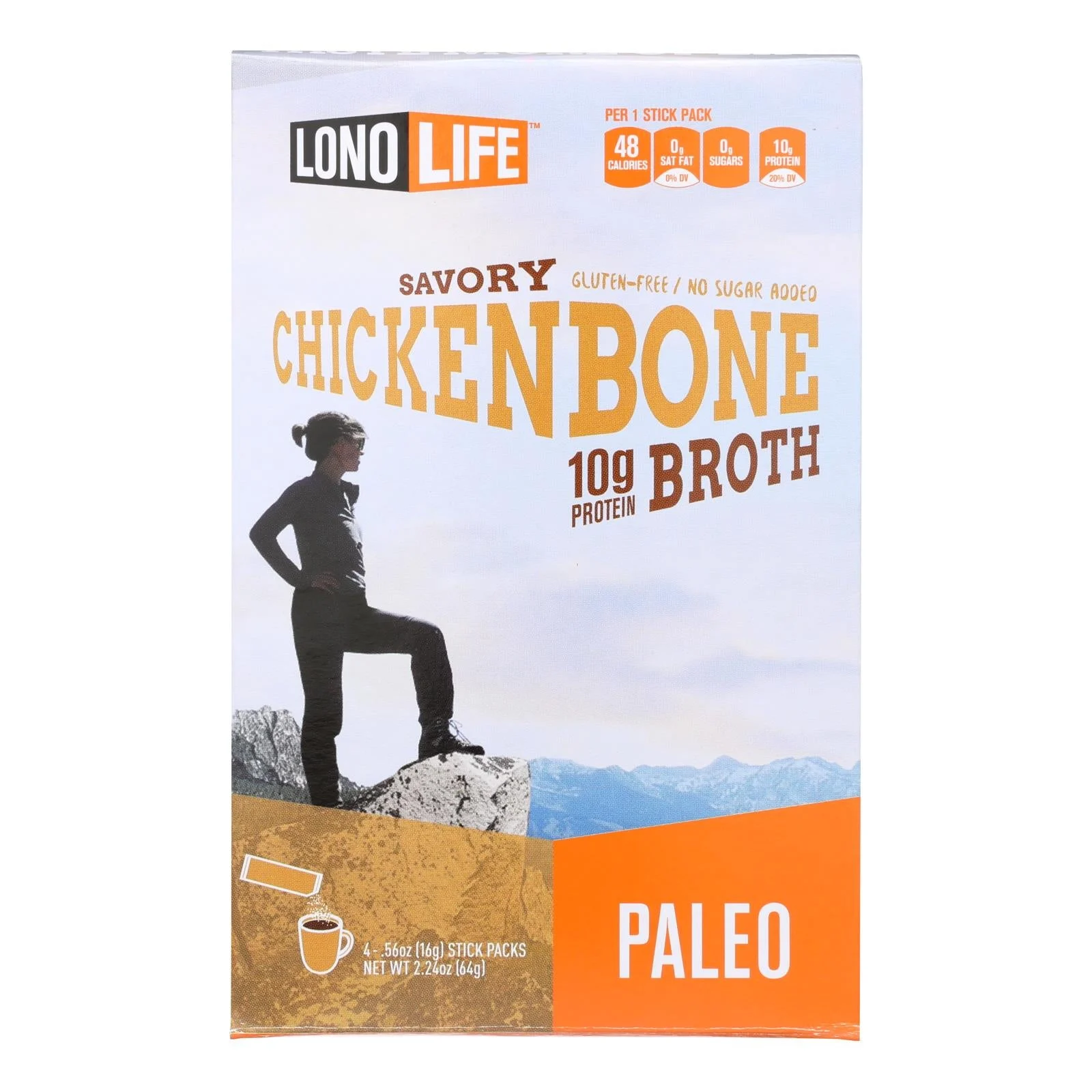 Lonolife Chicken Bone Broth - Case of 6 - 4/.56 Ounce