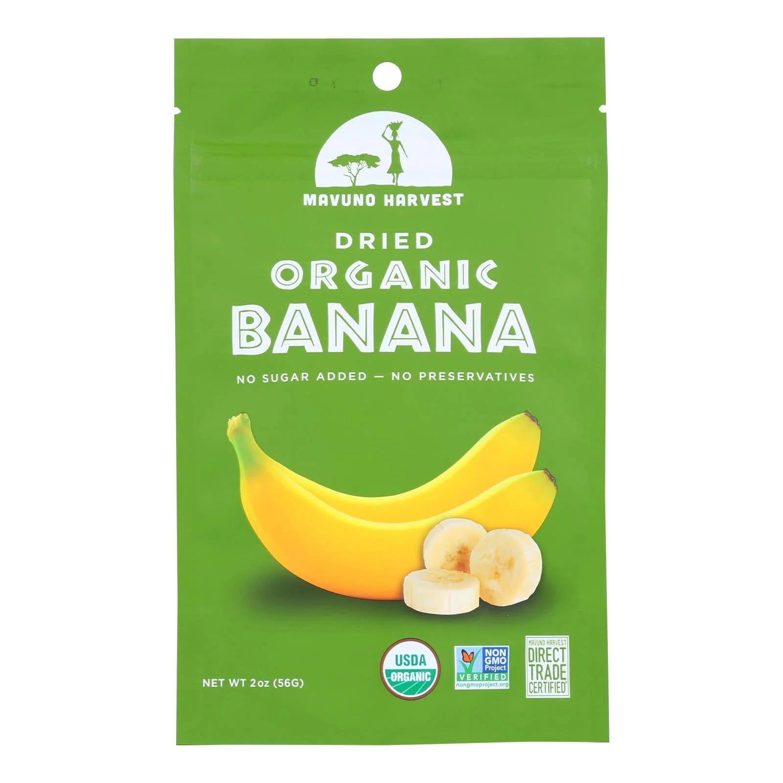 Mavuno Harvest Organic Gluten - Free Dried Banana - Case of 6 - 2 Ounce.