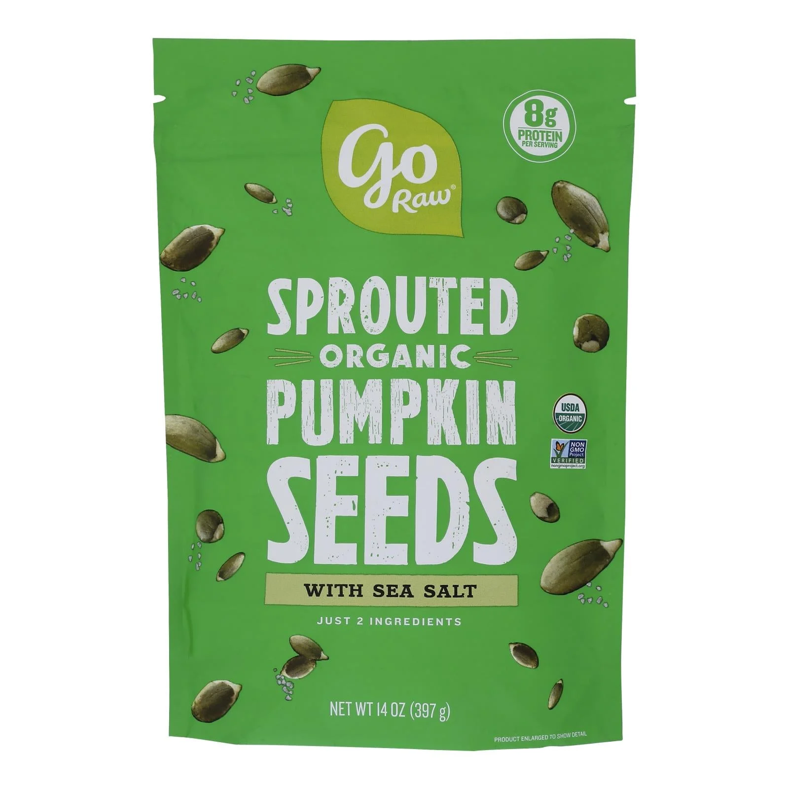 Go Raw Sprouted Seeds, Pumpkin With Celtic Sea Salt - Case of 6 - 14 Ounce