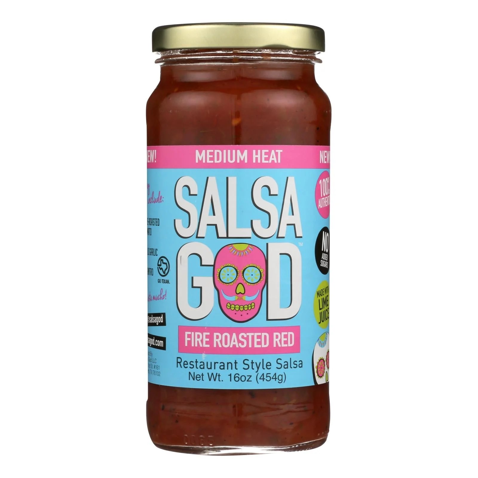 Salsa God Medium Fire Roasted Red Salsa - Case of 6 - 16 Ounce