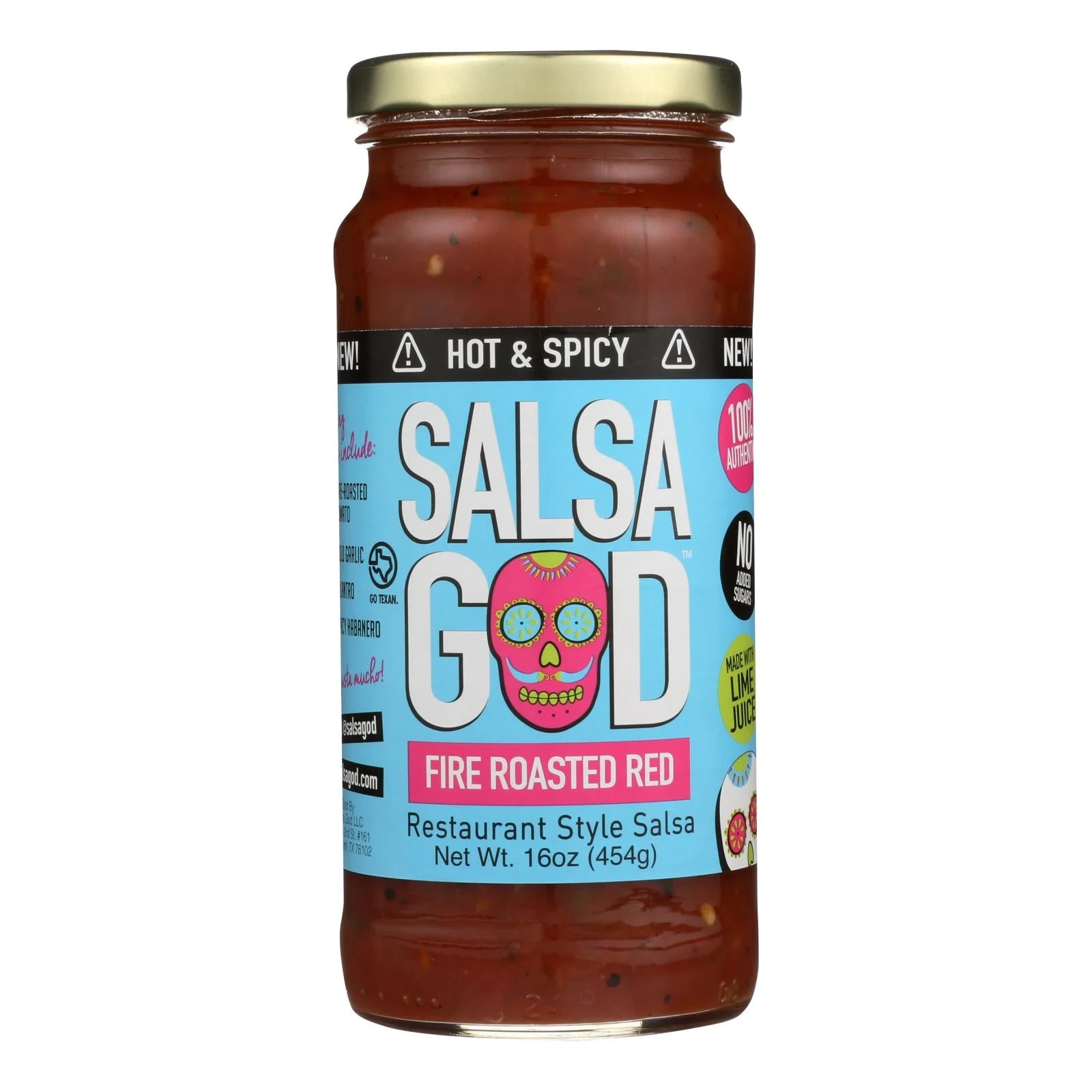 Salsa God Hot Fire Roasted Red Salsa - Case of 6 - 16 Ounce