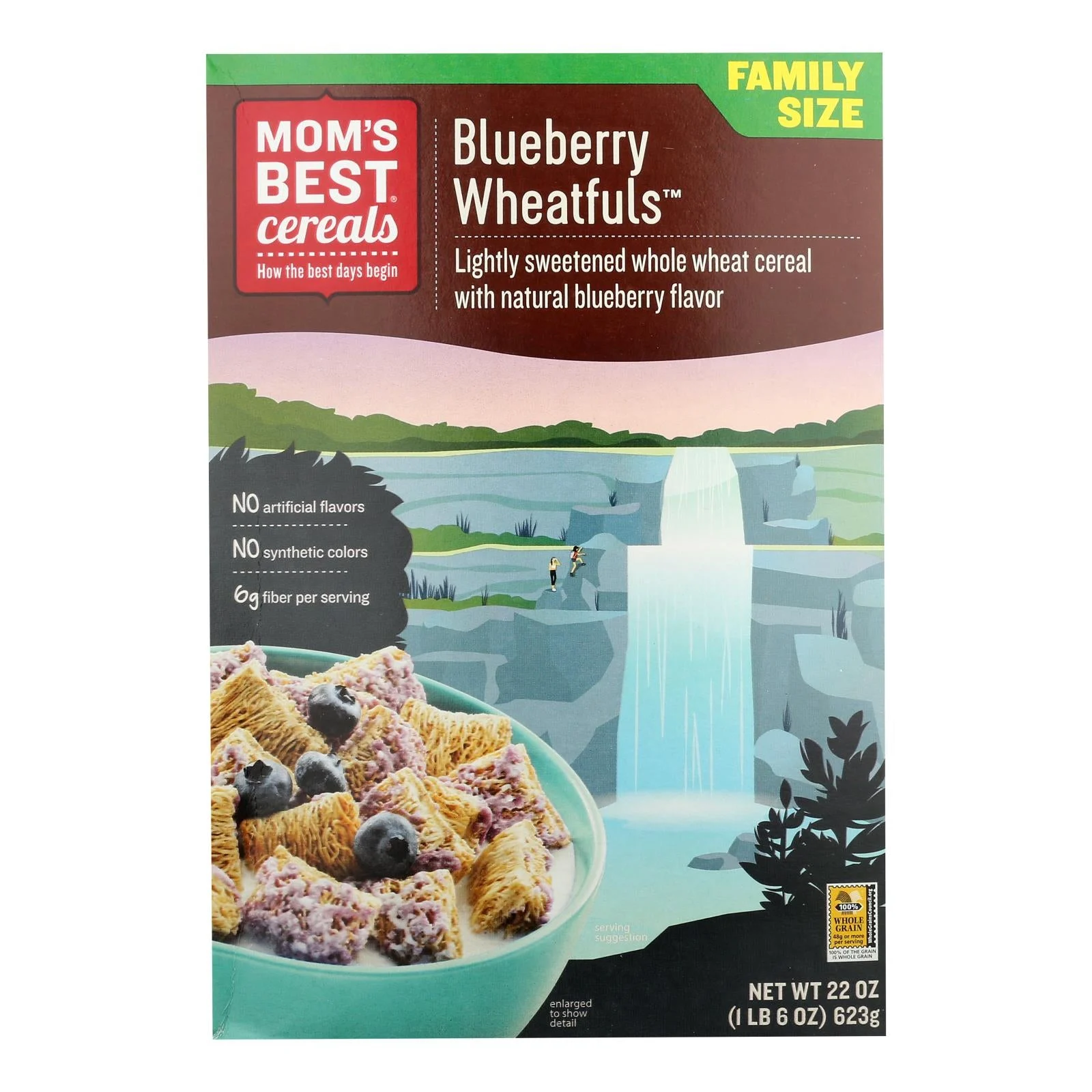 Mom's Best Cerealï¾® Lightly Sweetened Whole Wheat Cereal Blueberry Wheatfuls - Case of 12 - 22 Ounce