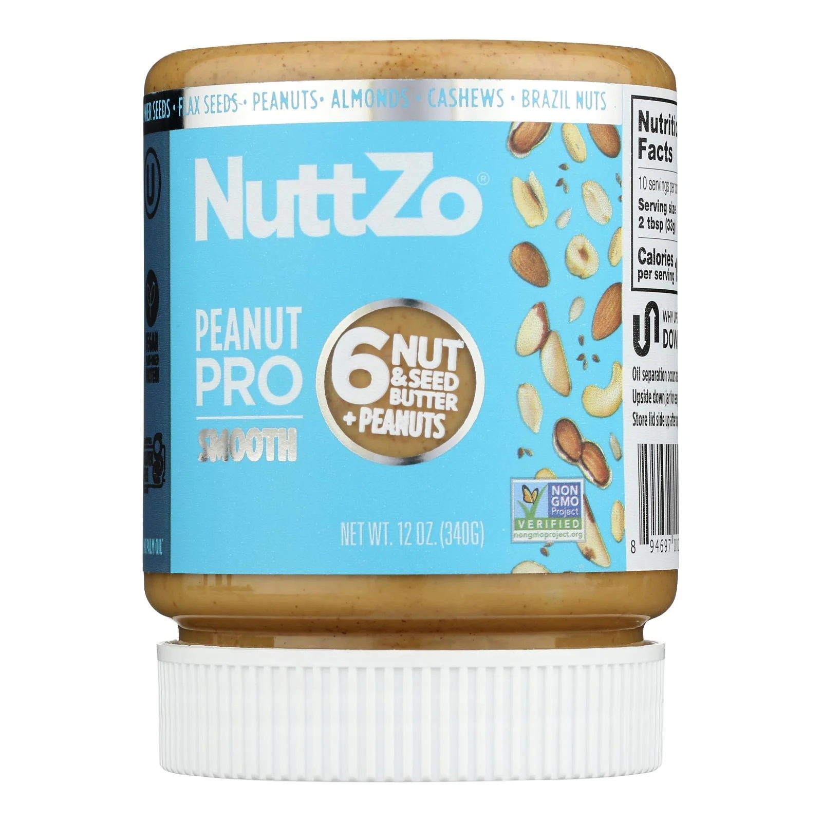 Nuttzo Peanut Butter, Smooth - Case of 6 - 12 Ounce