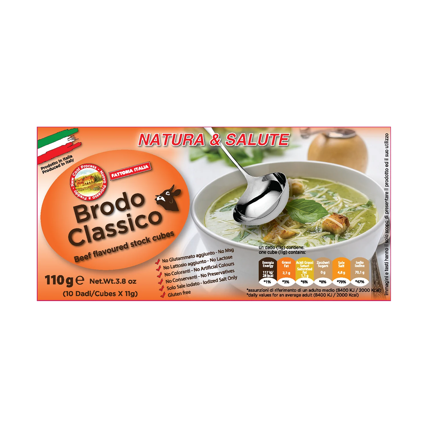 Fattoria Italia Bouillon Cubes: Beef Stock, 10 cubes, 3.8 oz | 110g