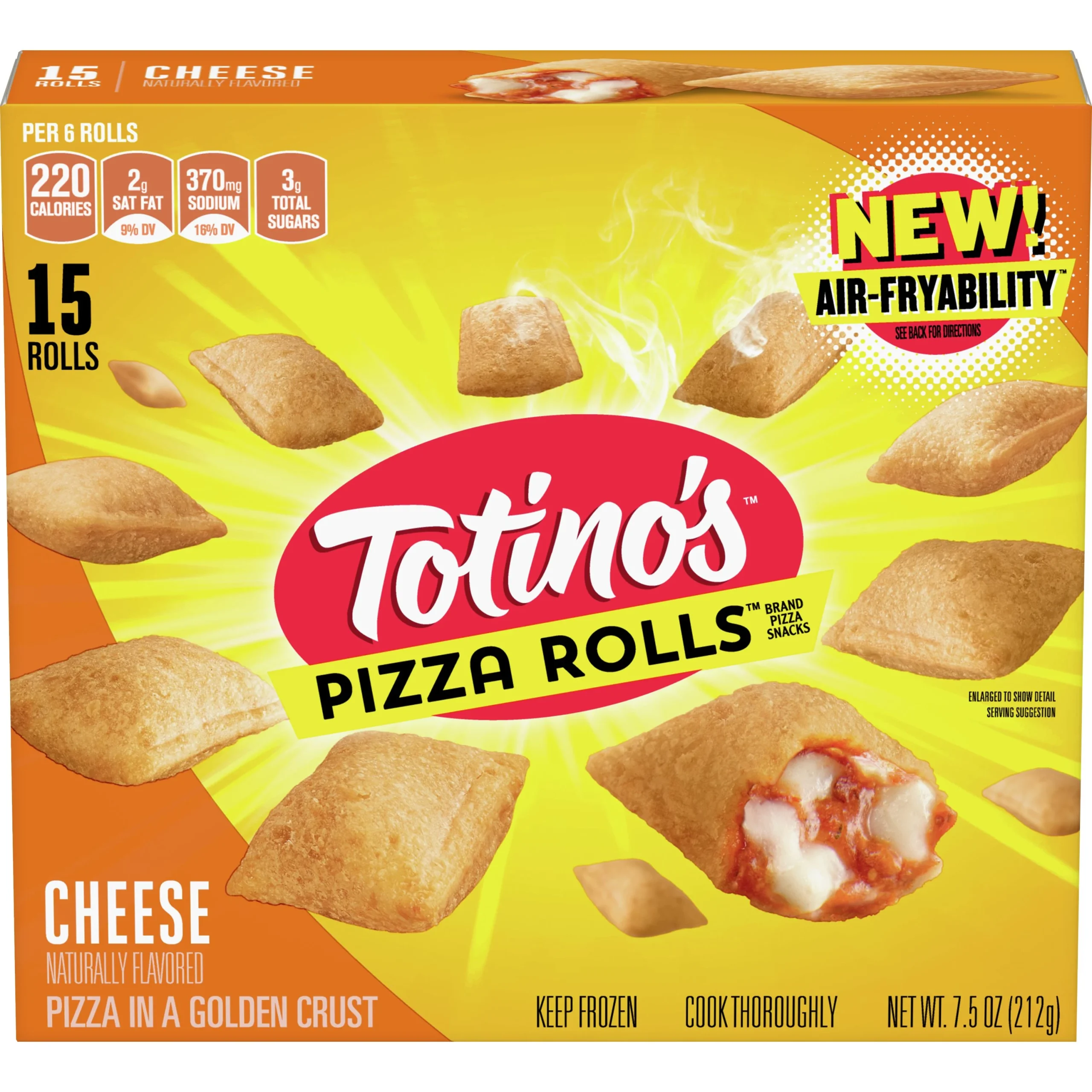 Totino's Frozen Hot Snacks Pizza Rolls Cheese 7.5 Ounce Size - 12 Per Case.