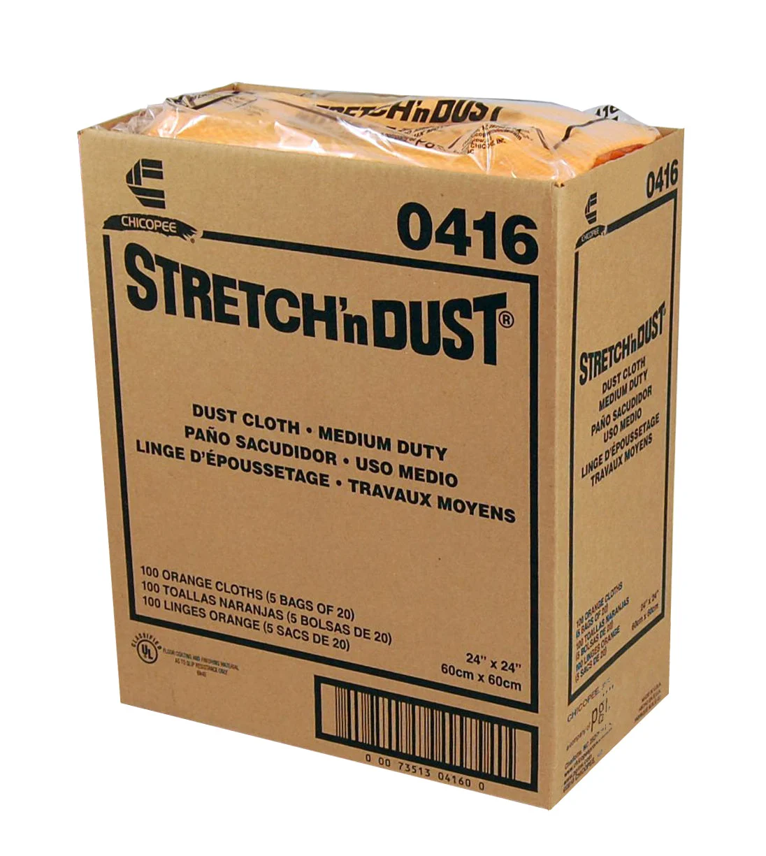 Chicopee Stretch N Dust Medium Duty Yelloworange Dot 4 Inch  4 Inch  5 Count Packs - 20 Per Case.