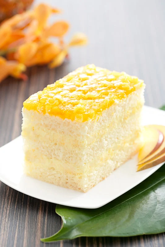 The Original Cakerie Layer (2 Inch x6 Inch ) Mango Mousse Cake Uncut 178 Ounce Size - 2 Per Case.