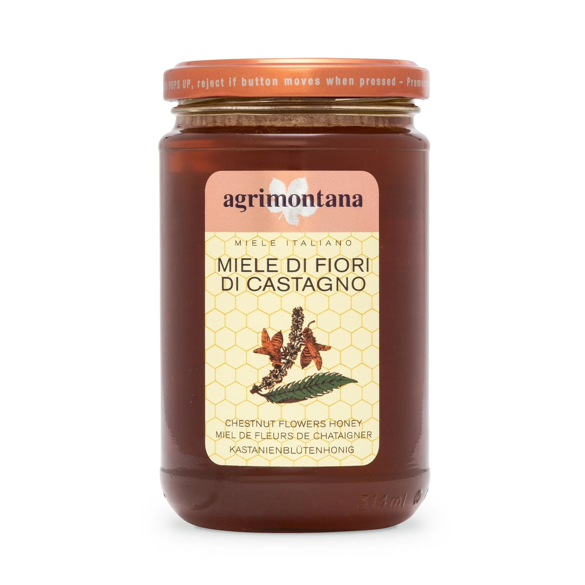 Agrimontana Chestnut Flower Honey, Miele di Fiori di Castagno, 14.1 oz | 400g