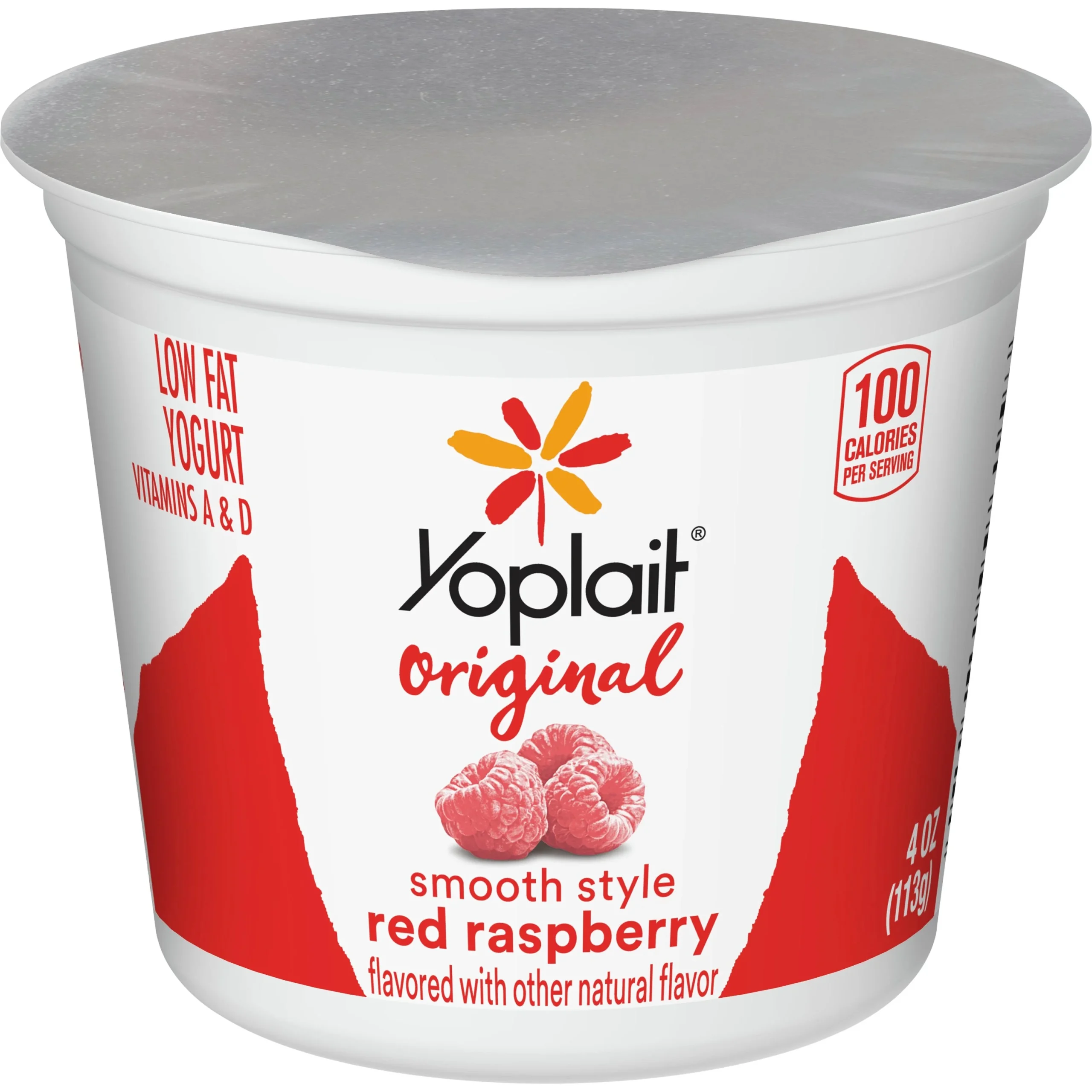 Yoplait Original Yogurt Single Serve Variety Raspberry Peach 4 Ounce Size - 48 Per Case.