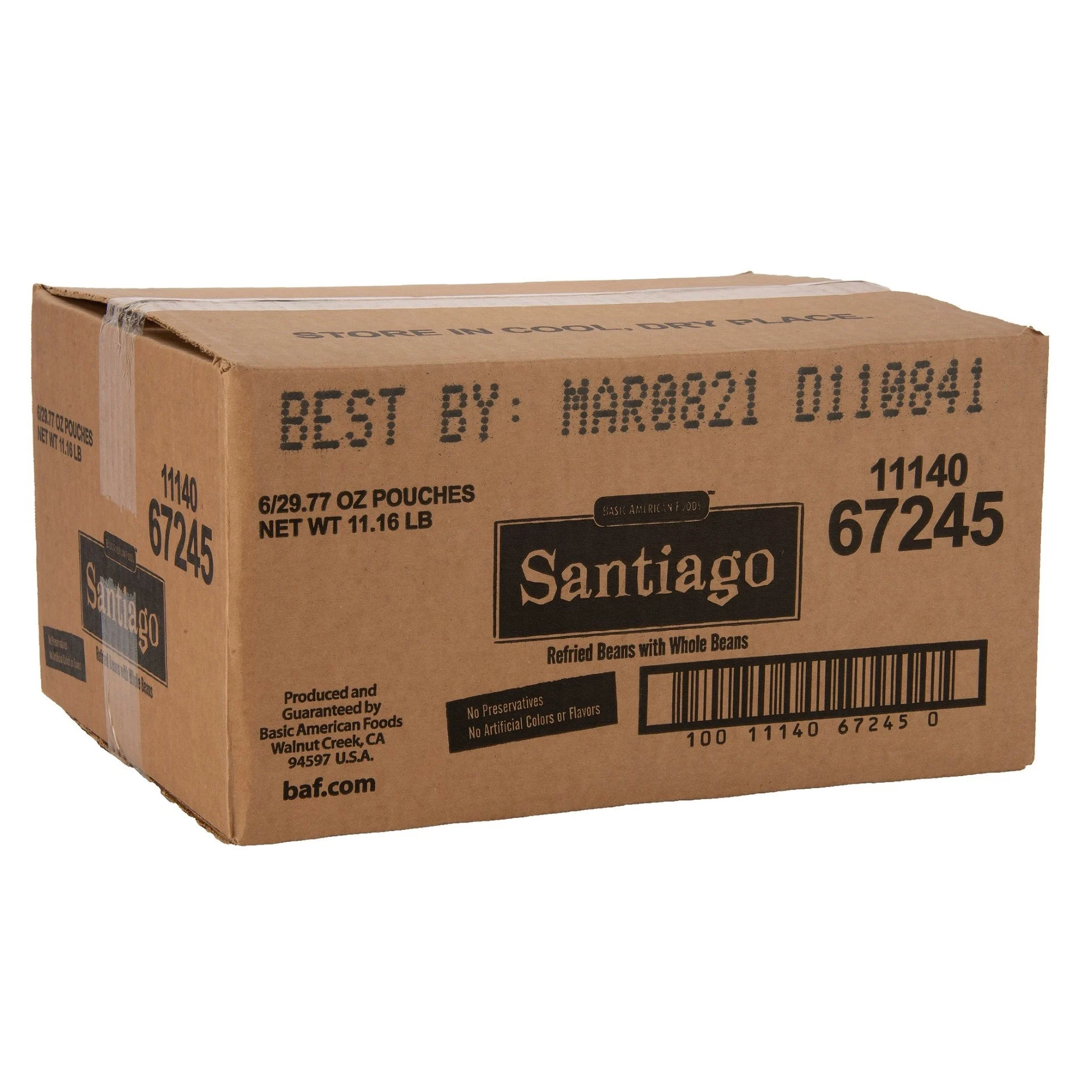 Santiago Refried Pinto Beans Servings Per Convenient Pouc 29.77 Ounce Size - 6 Per Case.