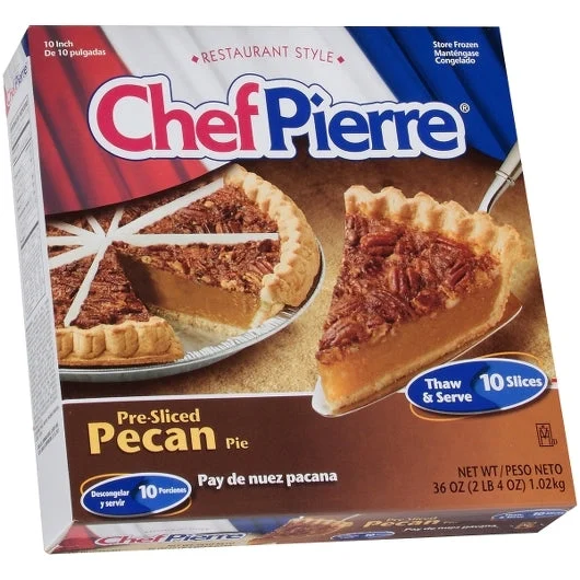 Chef Pierre Pecan Pre-Baked Pre-Sliced 10 Slices 10 Inch  Pie 2.25 Pound Each - 6 Per Case.