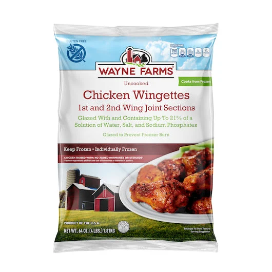 Wayne Farms Chicken Ready To Cook Split Wings Individually Frozen 4 Pound Each - 7 Per Case.