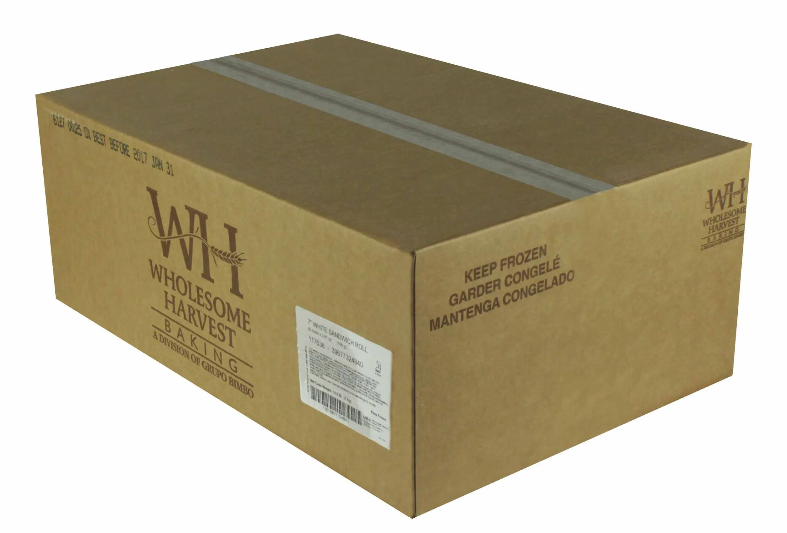 7 Inch White Sandwich Rolls 65 Count Packs - 1 Per Case.