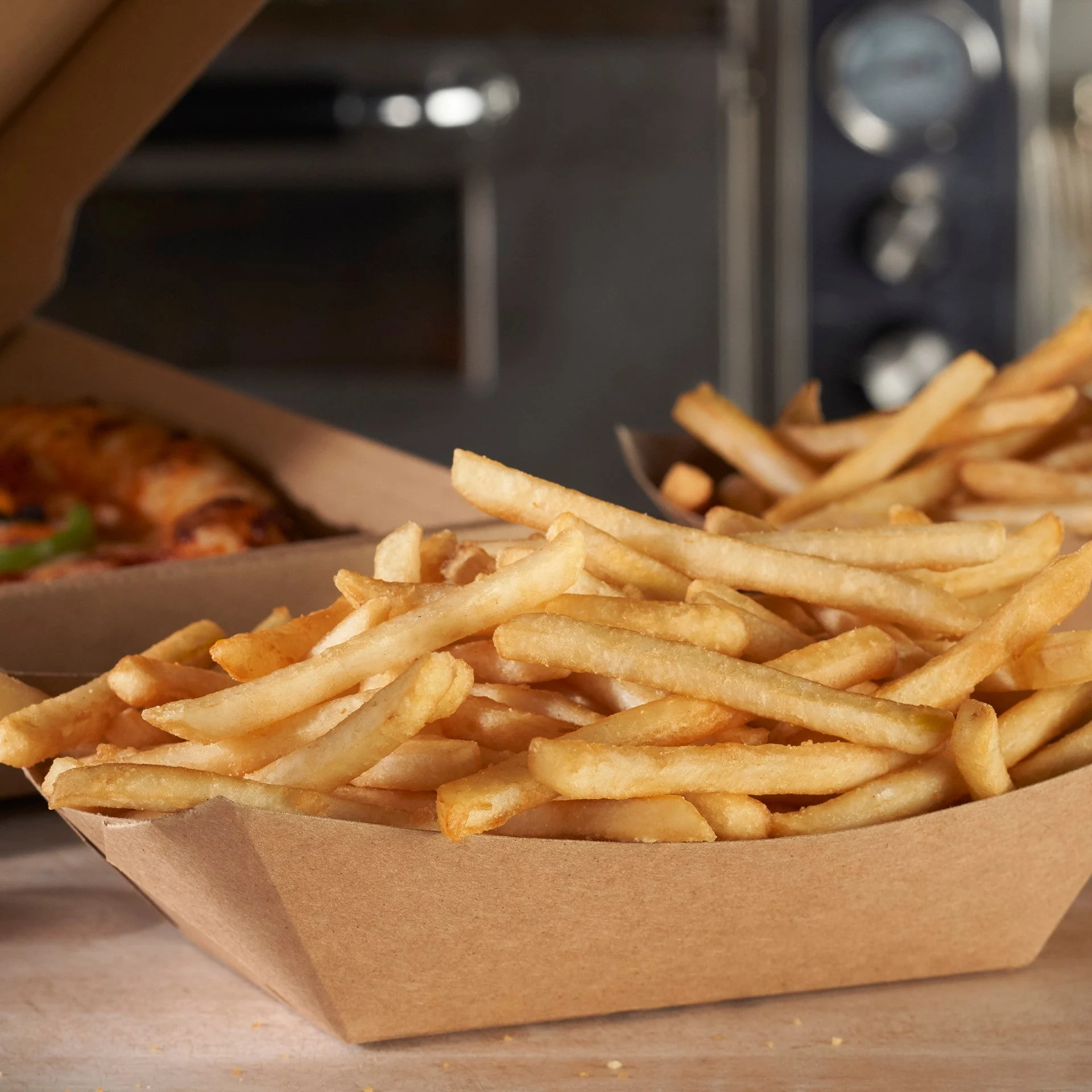 Crispycoat Fries 4 Inch Shoestrings Crispy On Delivery Fries Frozen French Fried Potatoes 4.5 Pound Each - 6 Per Case.