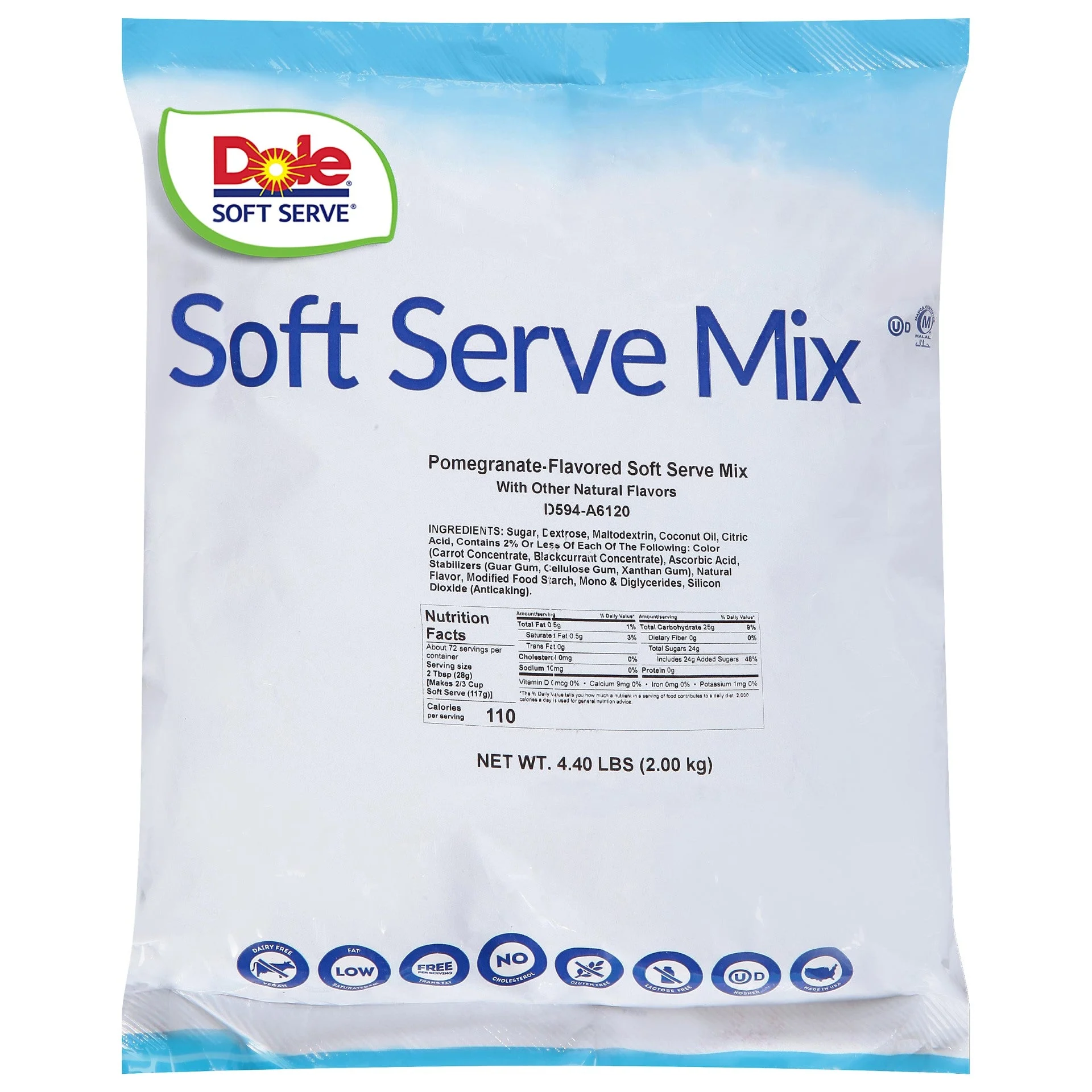 Dole Soft Serve Pomegranate Flavored Softserve Mix 4.4 Pound Each - 4 Per Case.