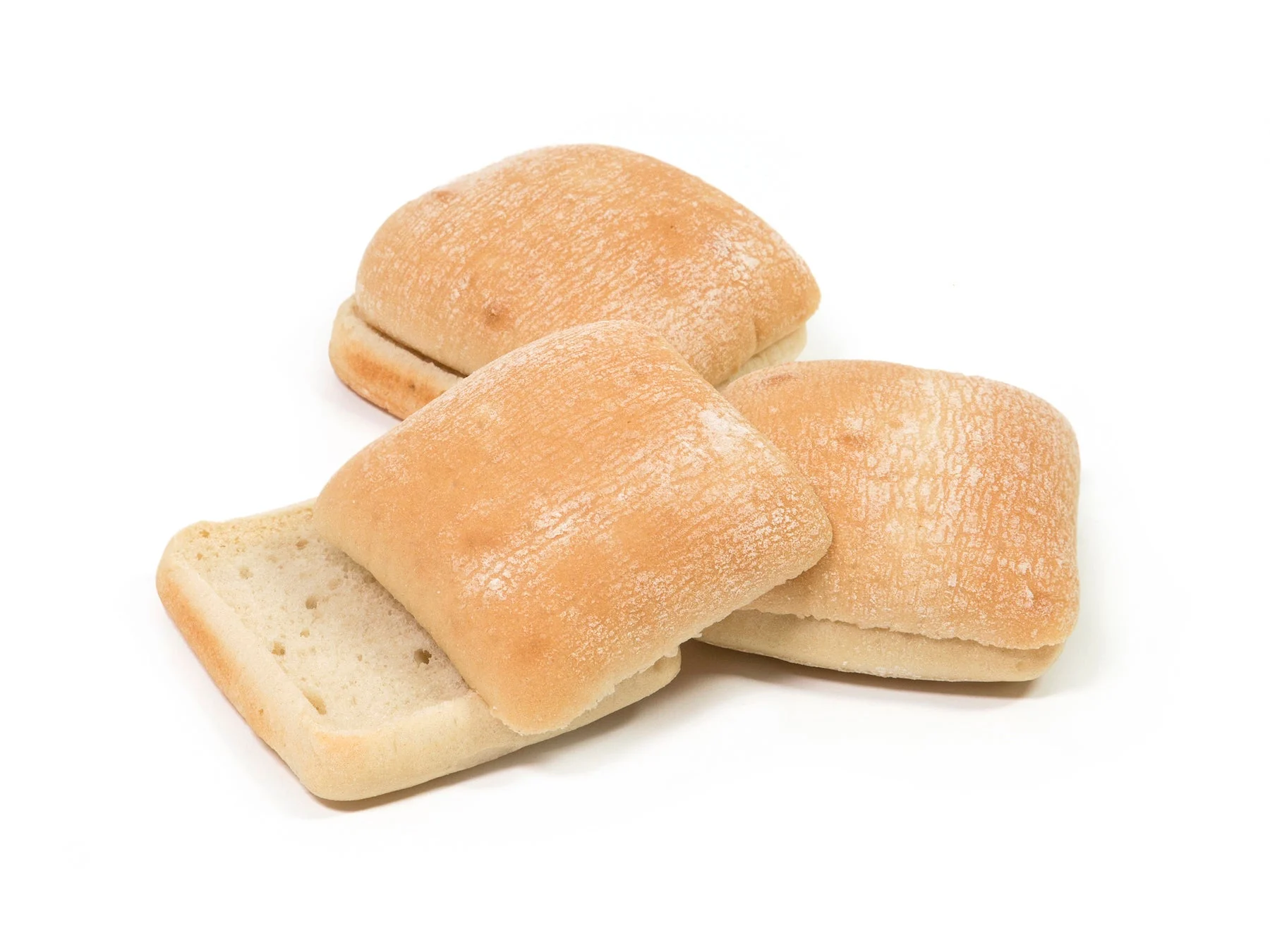 Ciabatta 4 Inch es Square Sliced 12 Count Packs - 5 Per Case.