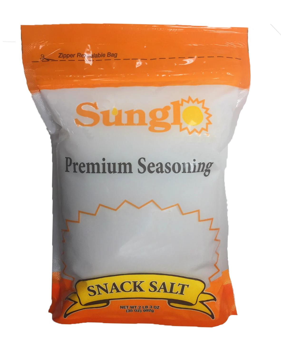 Sunglo Snack Salt White 35 Ounce Size - 12 Per Case.