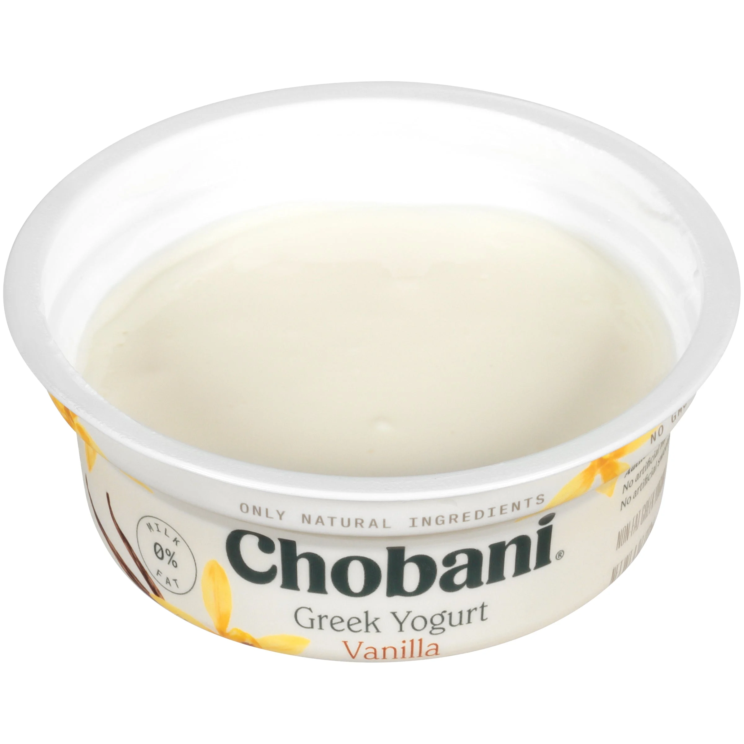 Chobani Non Fat Greek Yogurt Vanilla 4 Ounce Size - 12 Per Case.
