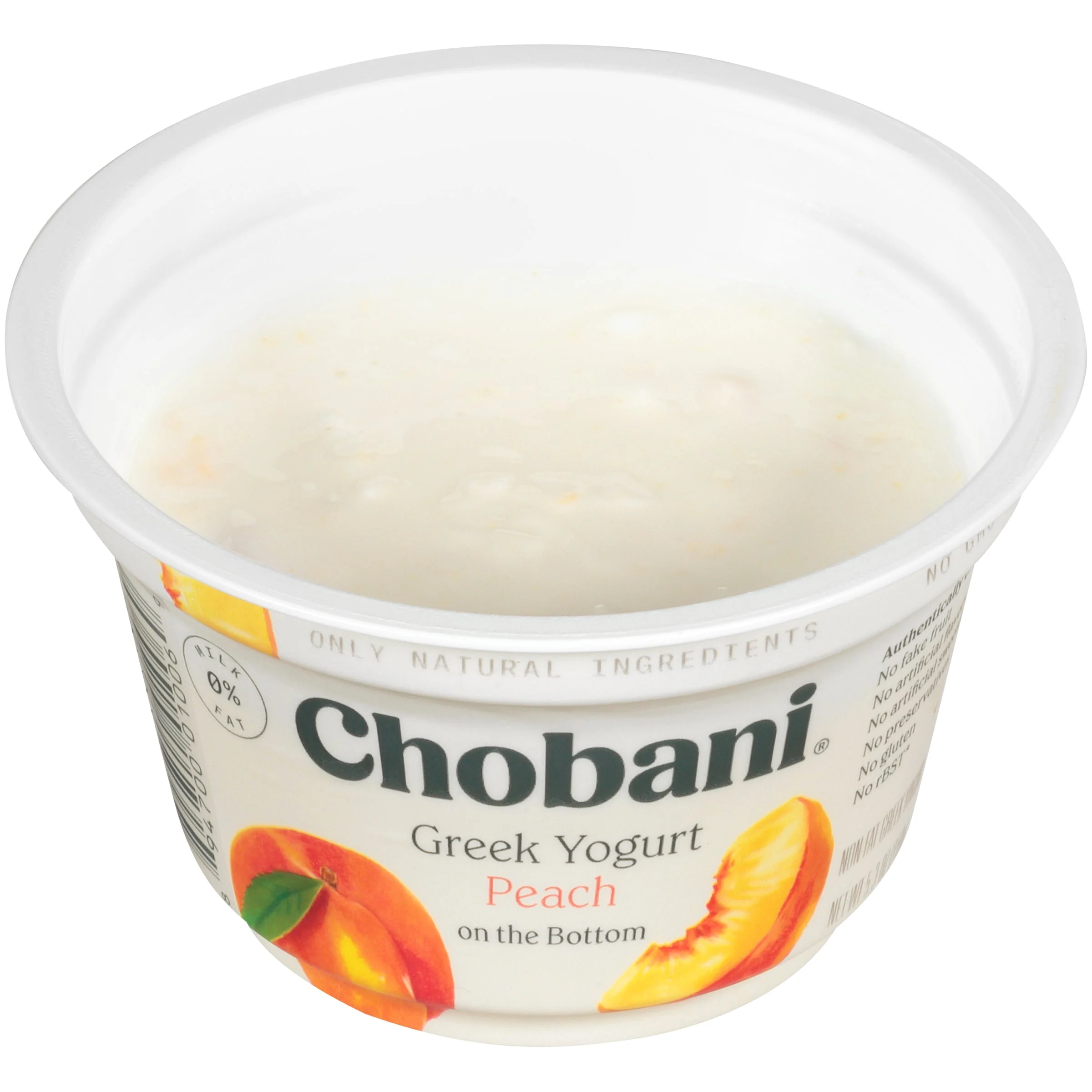 Chobani Non Fat Greek Yogurt Peach On Thebottom 5.3 Ounce Size - 12 Per Case.