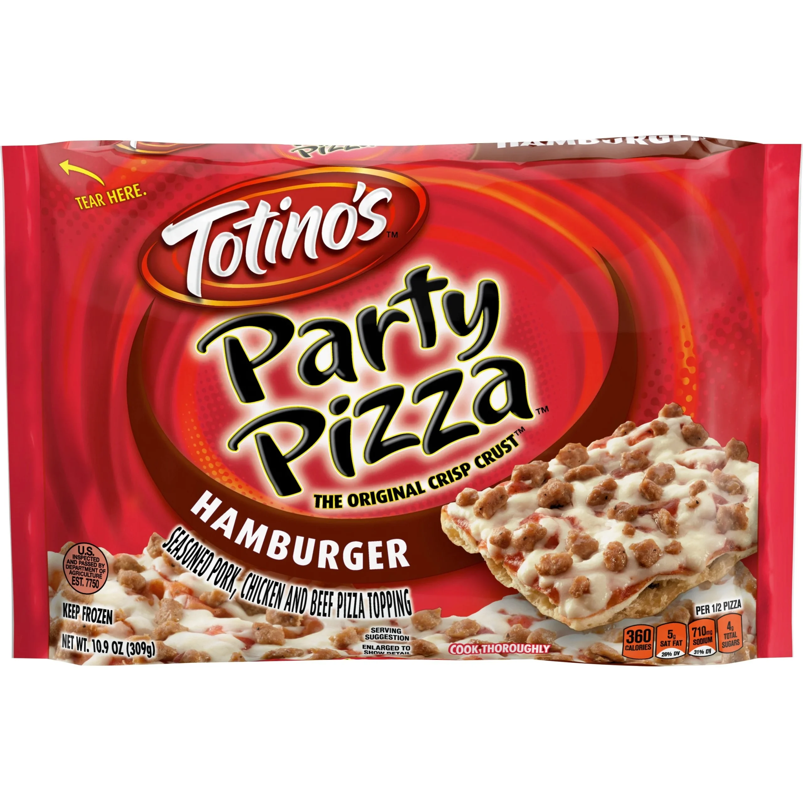 Totino's Party Pizza Hamburger 10.9 Ounce Size - 14 Per Case.