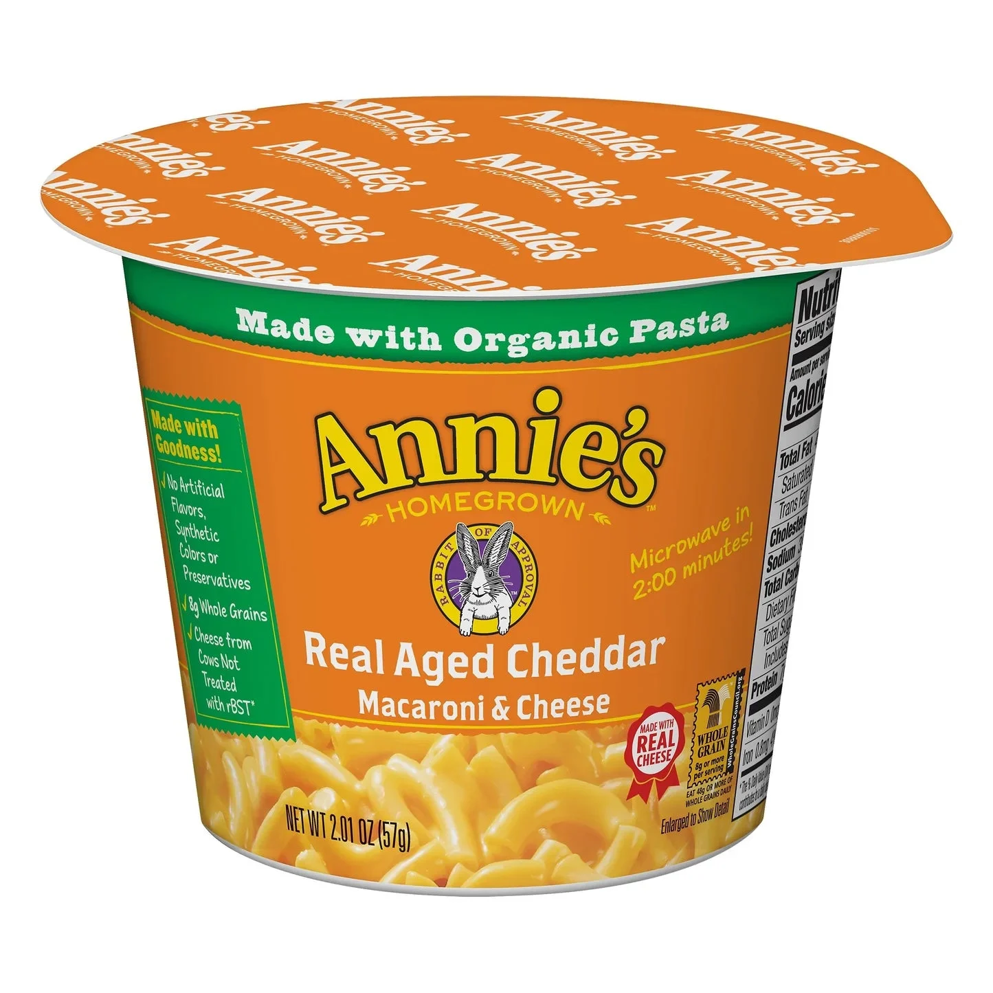 Annie's Macaroni & Cheese Microwave Single Serve Cup Real Aged Cheddar 2.01 Ounce Size - 12 Per Case.