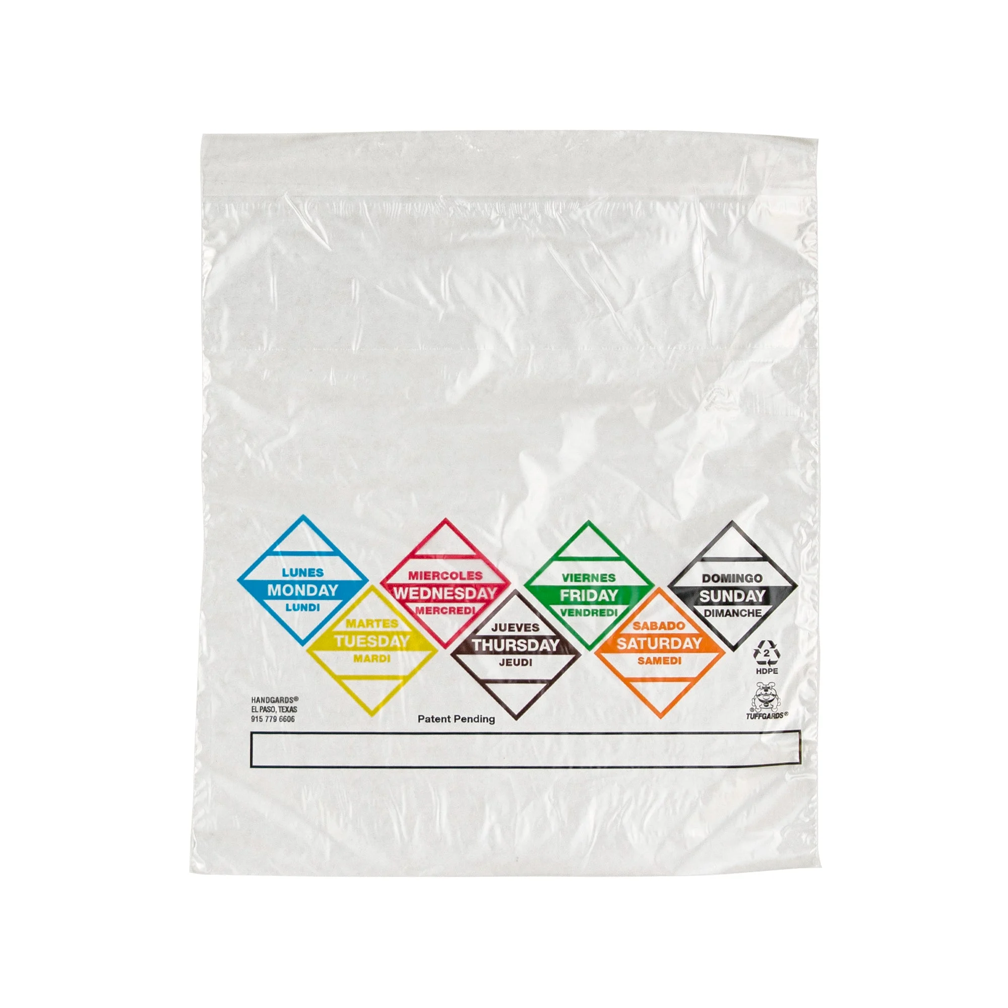 Tuffgards 6.5 Inch X 7 Inch High Density Saddle Weekly Daily Color Coded Bag 1 - 2000 - 2000 Ea