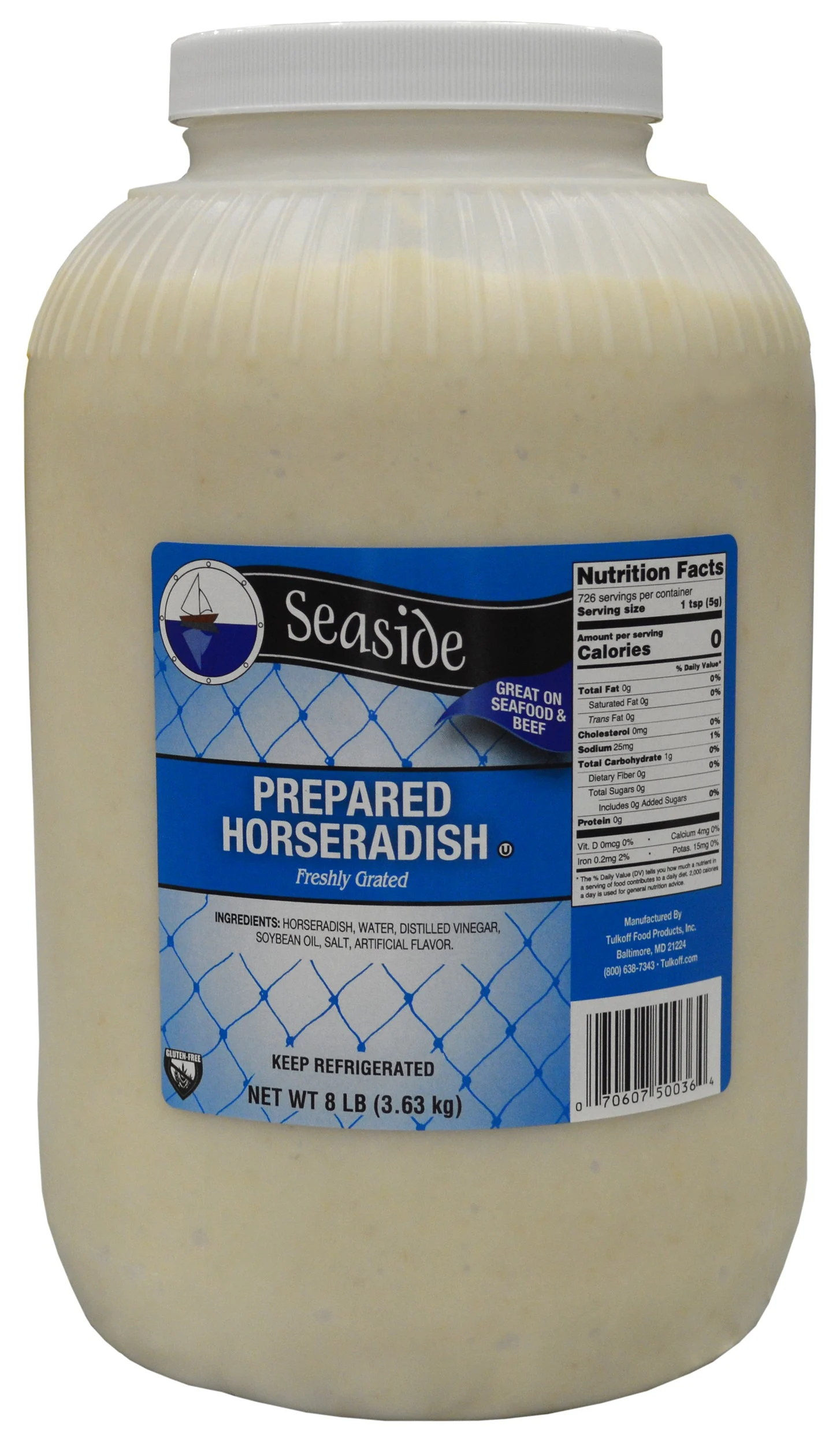Seaside Prepared Horseradish 8 Pound Each - 4 Per Case.