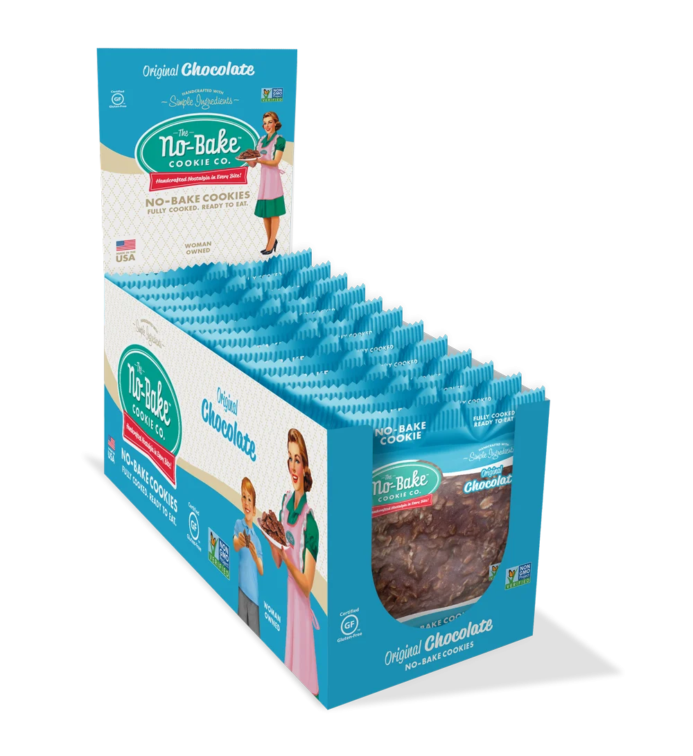 The No Bake Cookie Co Original Chocolate Large Individually Wrapped 4.3 Ounce Size - 72 Per Case.