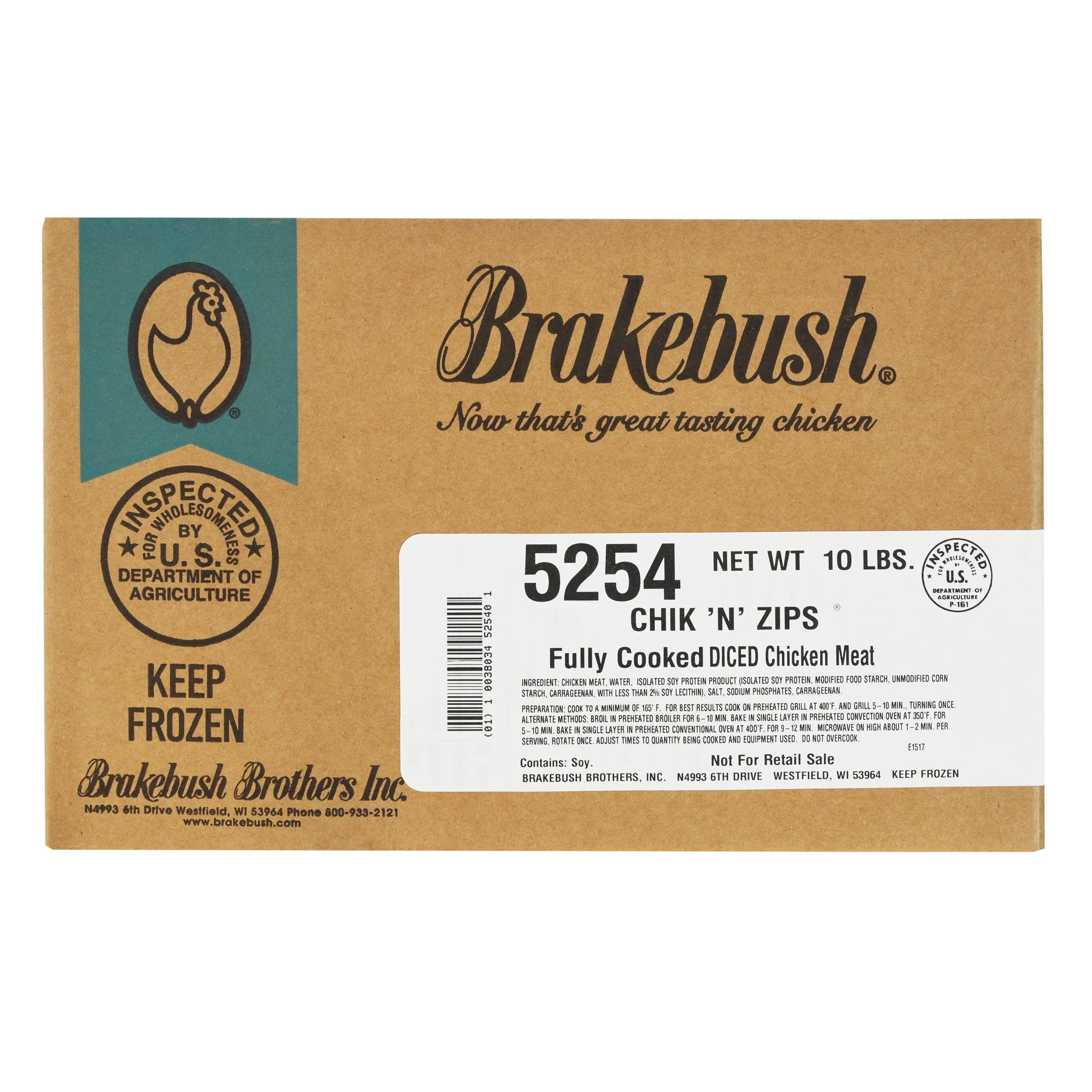 Chicken Fully Cooked Chik'n'zips Diced Breast & Thigh 5 Pound Each - 2 Per Case.