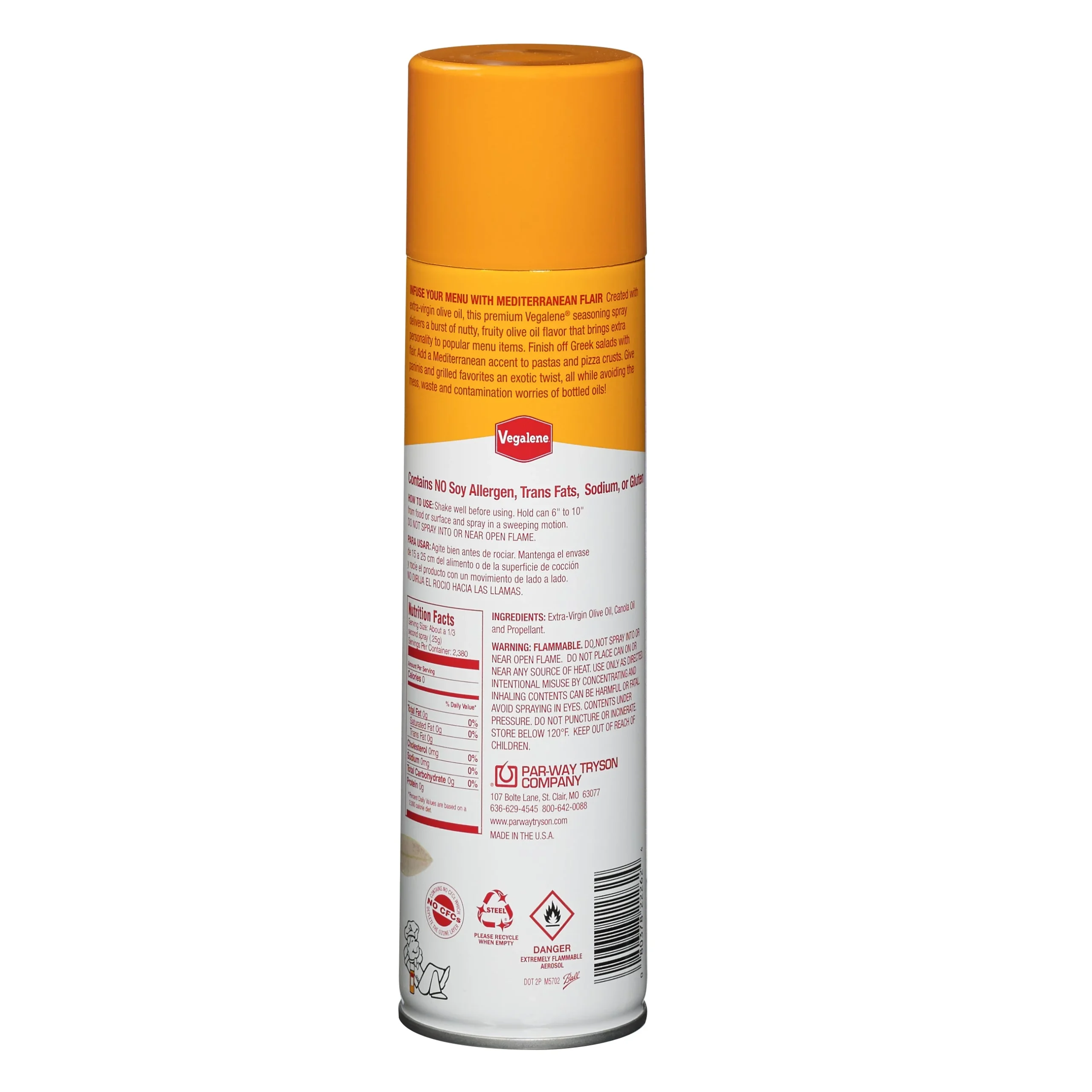 Vegalene Premium Olive Mist Seasoning Spray Aerosol 21 Ounce Size - 6 Per Case.
