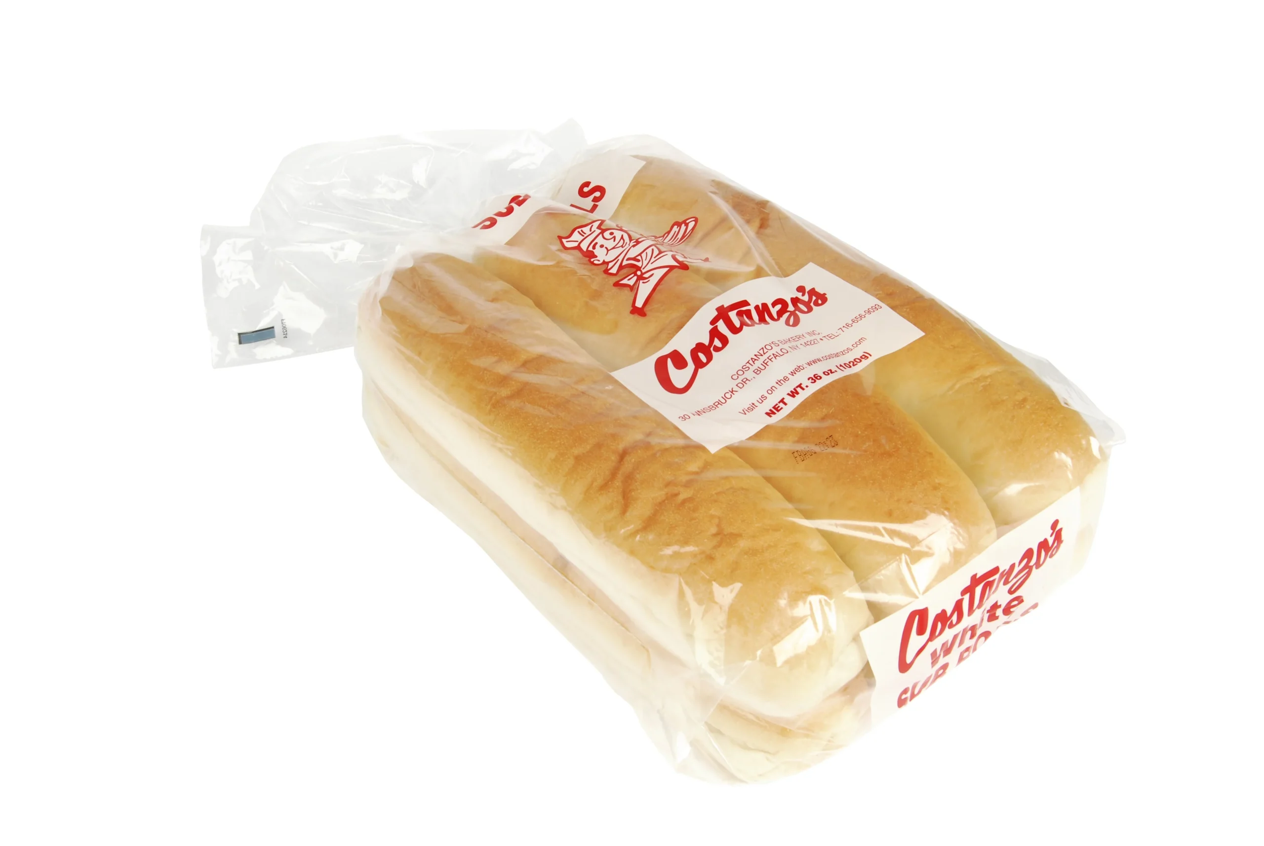 Costanzo's Bakery 2 Inch White Unsliced Submarine Roll 176 Grams Each - 36 Per Case.