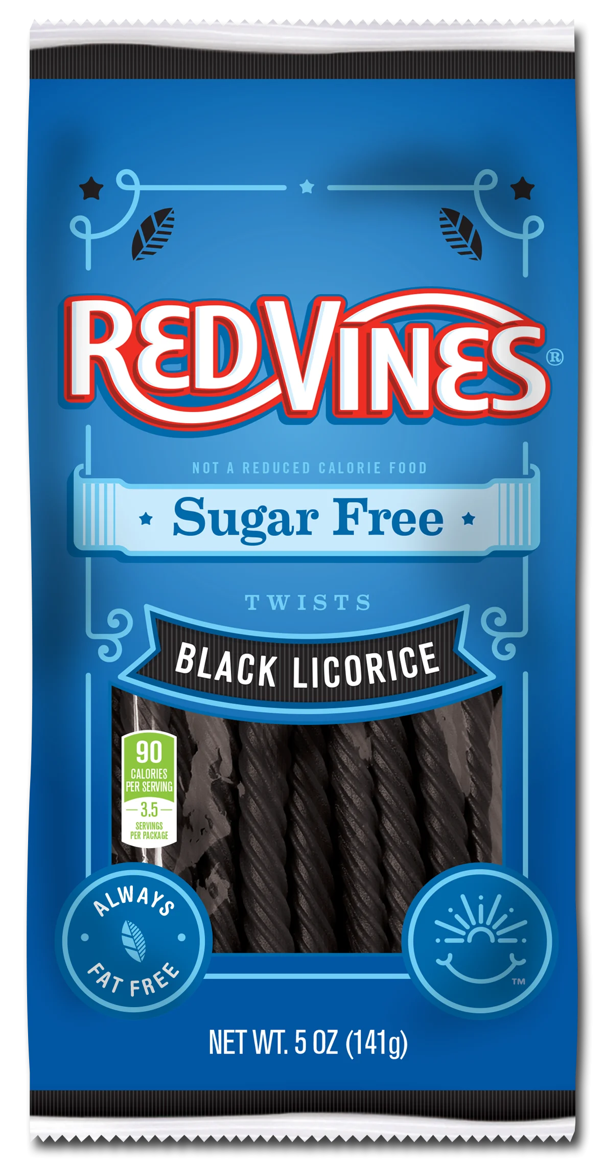 Red Vines Twists Black Licorice Sugar Free Casebag 5 Ounce Size - 12 Per Case.