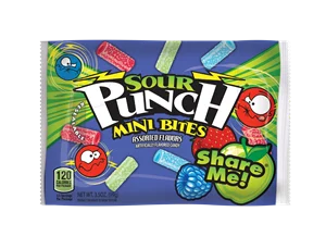 Sour Punch Bites Share Me Assorted Casecaddybag 3.5 Ounce Size - 144 Per Case.
