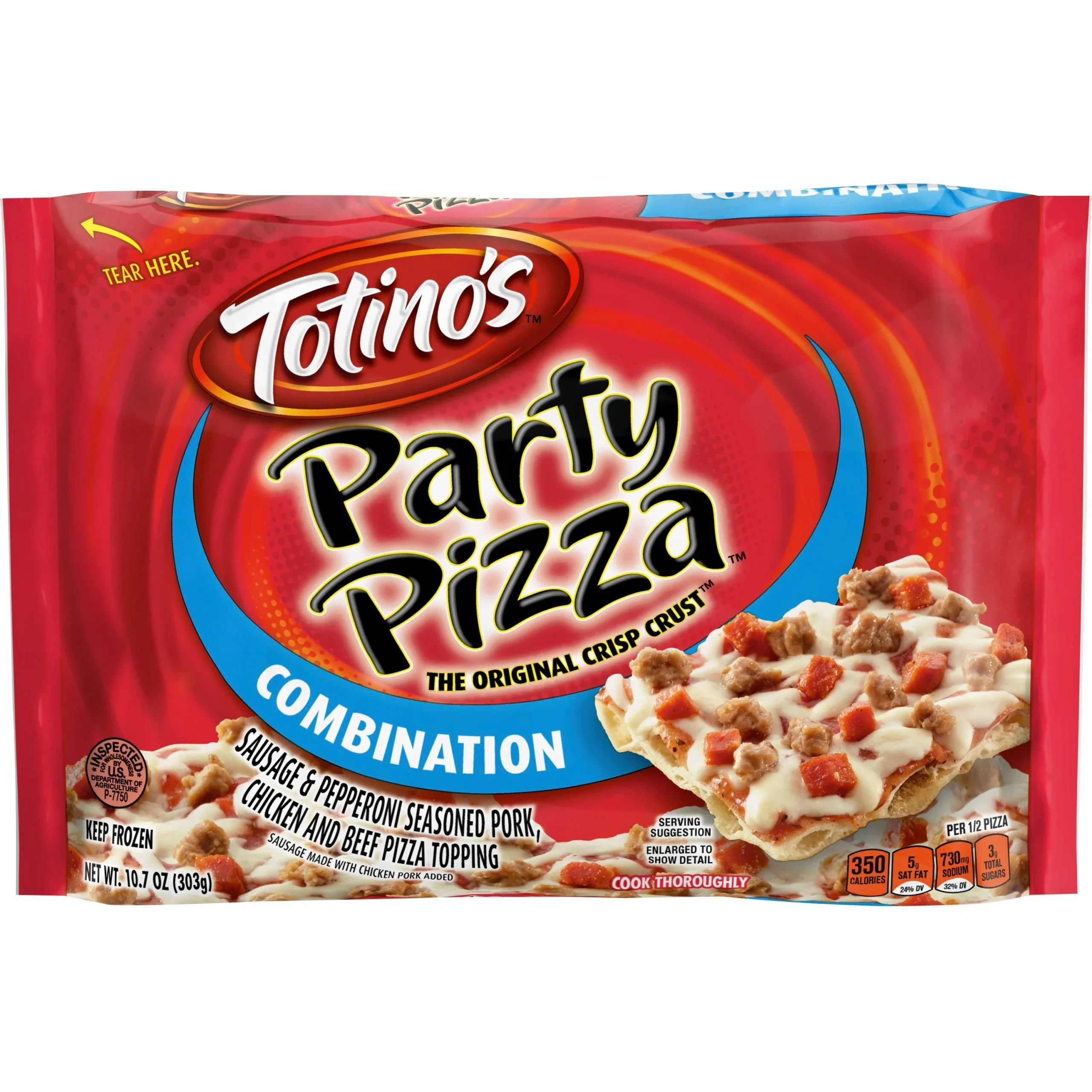 Totino's Frozen Party Pizza Combination 10.7 Ounce Size - 14 Per Case.