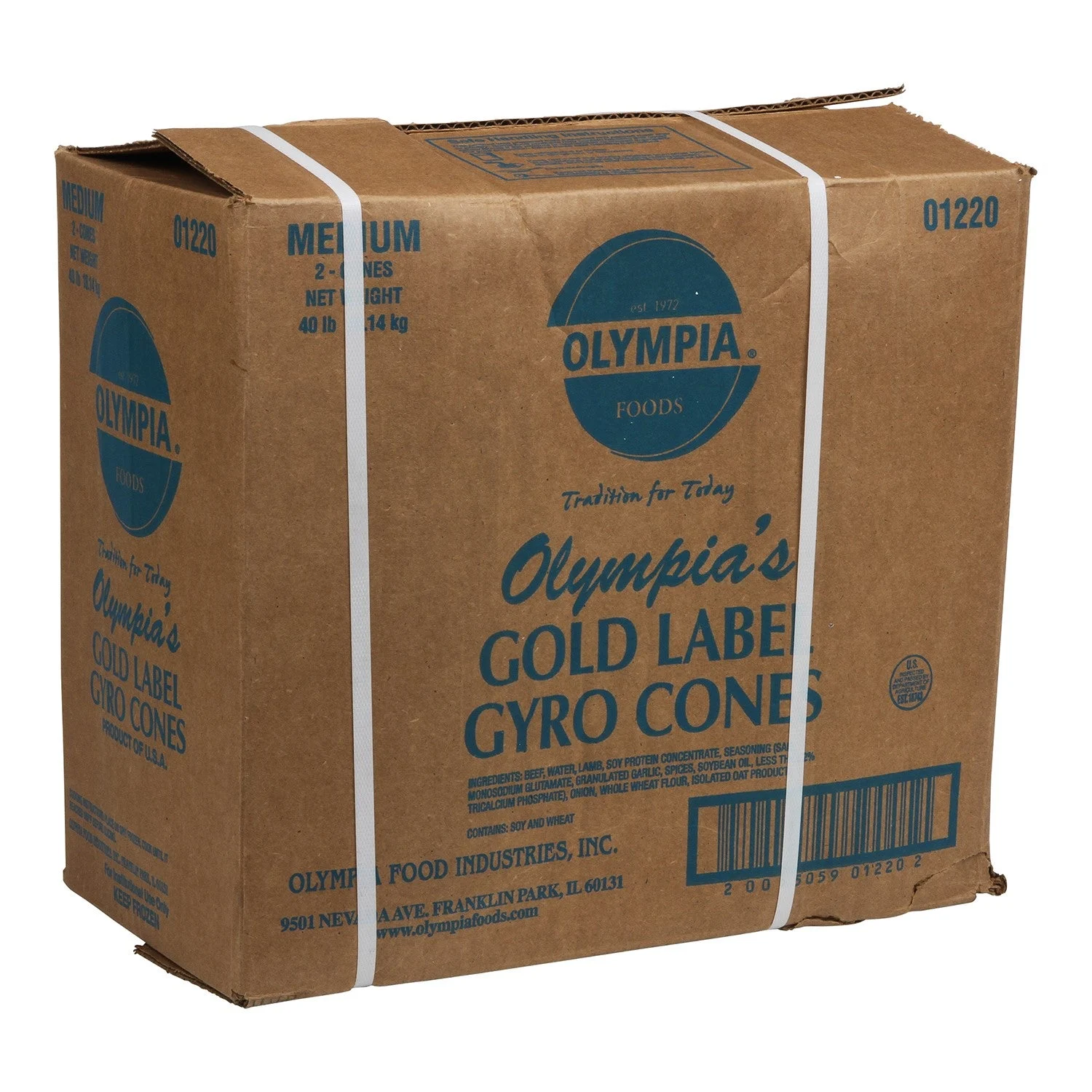 Olympia Foods Gold Label Medium Gyro Cone 20 Pound Each - 4 Per Case
